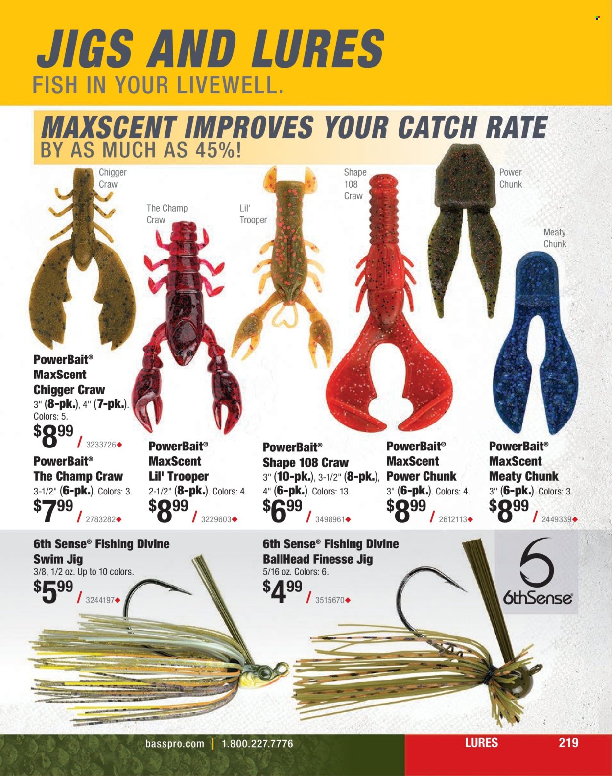 thumbnail - Bass Pro Shops Flyer - Sales products - jig. Page 219.
