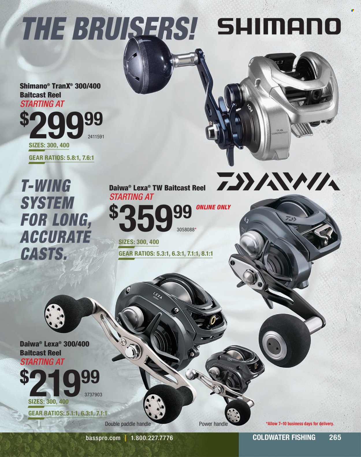 thumbnail - Bass Pro Shops Flyer - Sales products - Shimano, baitcast reel, reel, fishing rod, DAIWA. Page 265.