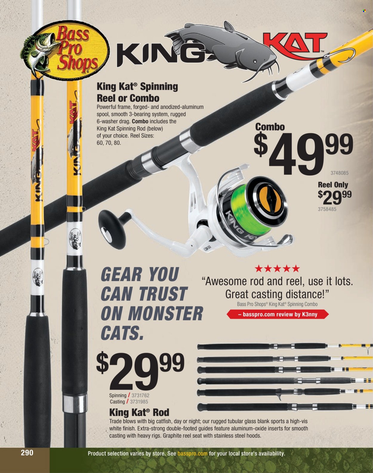 thumbnail - Bass Pro Shops Flyer - Sales products - Bass Pro, reel, spinning reel. Page 290.