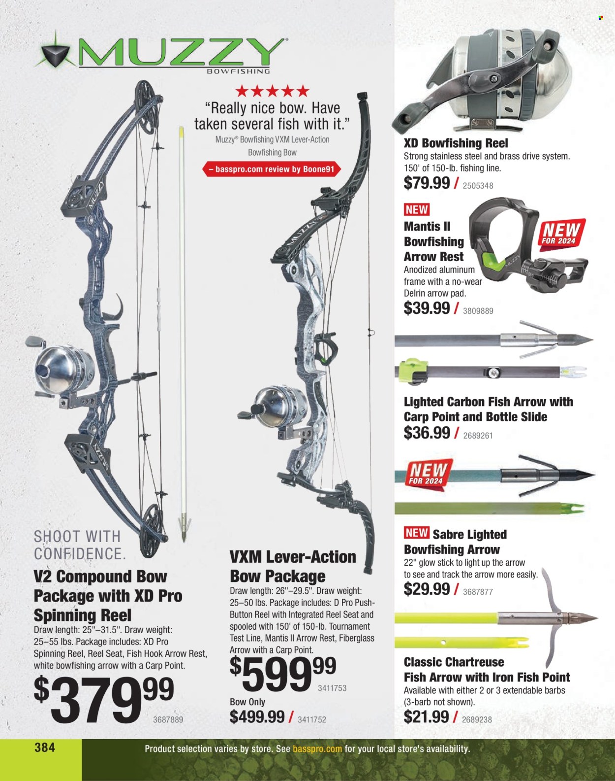thumbnail - Bass Pro Shops Flyer - Sales products - compound bow, reel, spinning reel. Page 384.
