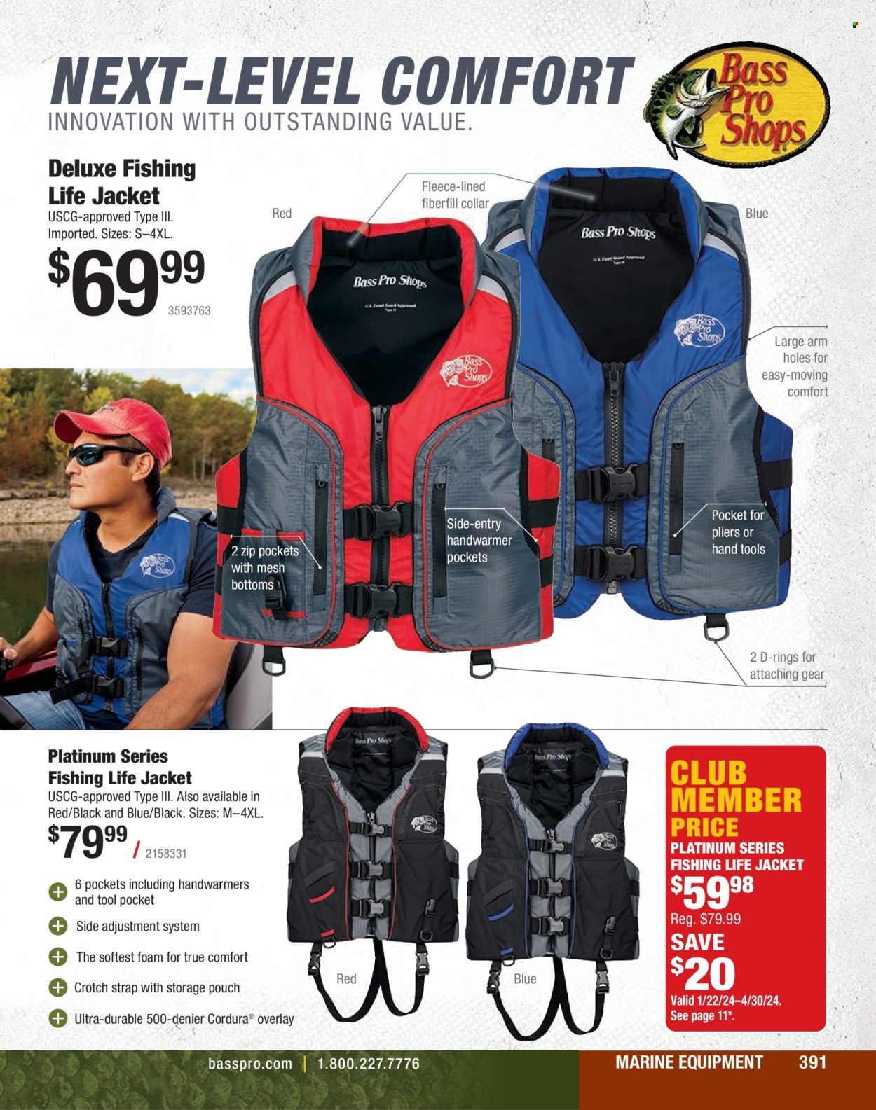 thumbnail - Bass Pro Shops Flyer - Sales products - life jacket, strap. Page 391.