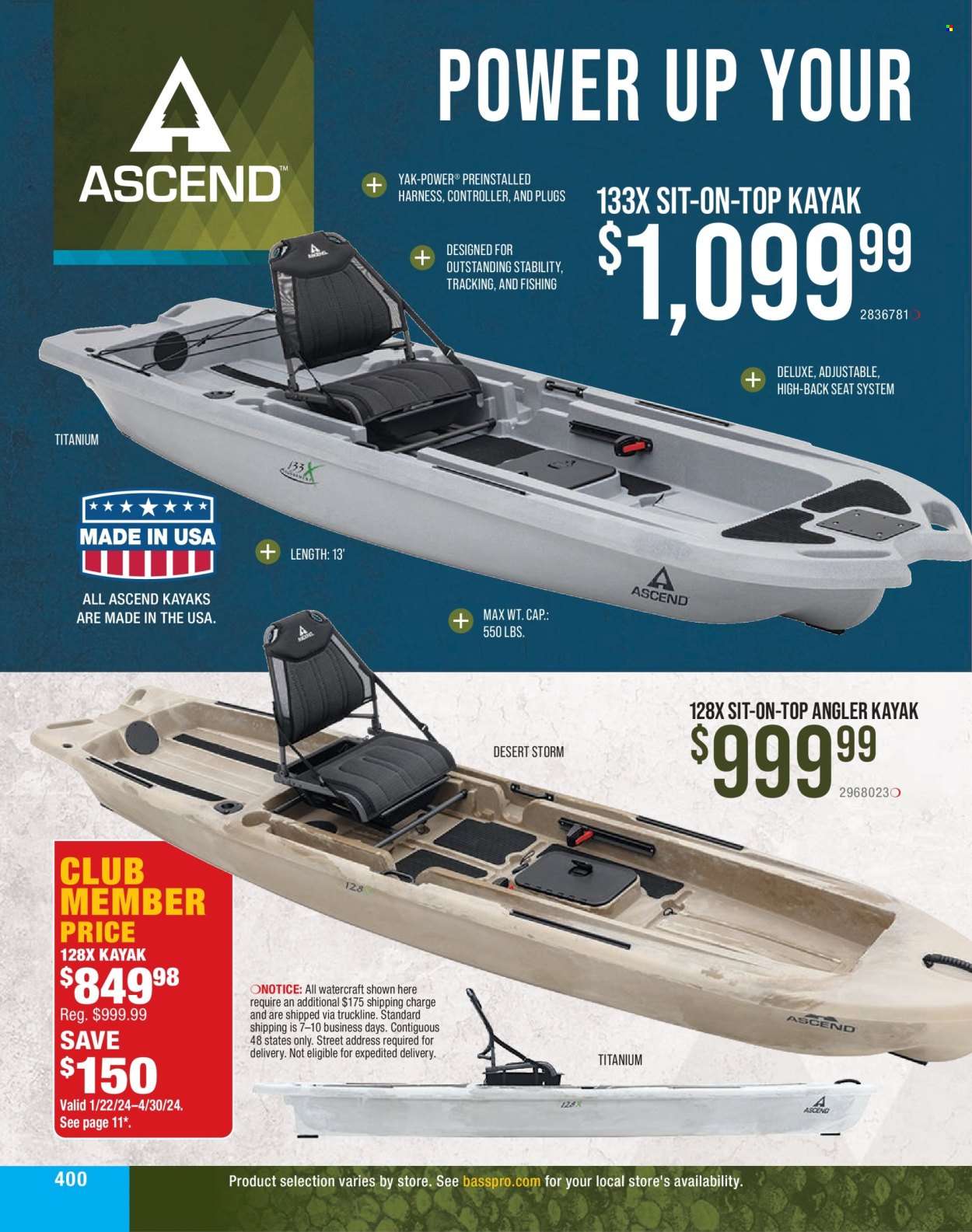 thumbnail - Bass Pro Shops Flyer - Sales products - kayak. Page 400.