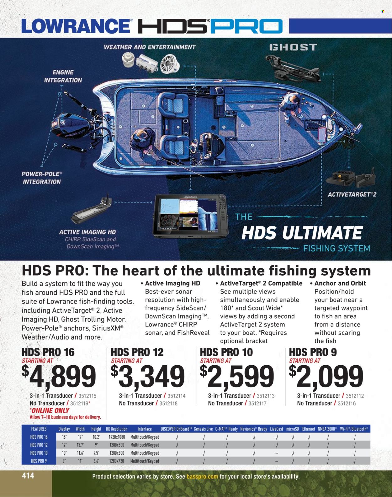 thumbnail - Bass Pro Shops Flyer - Sales products - Orbit, Lowrance. Page 414.