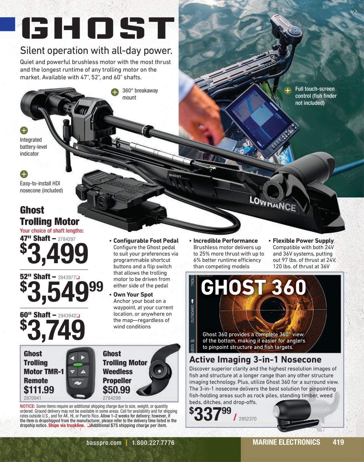 thumbnail - Bass Pro Shops Flyer - Sales products - Anchor, fish finder. Page 419.