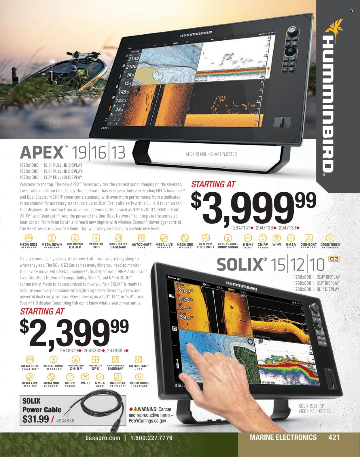 thumbnail - Bass Pro Shops Flyer - Sales products - fish finder, sonar. Page 421.