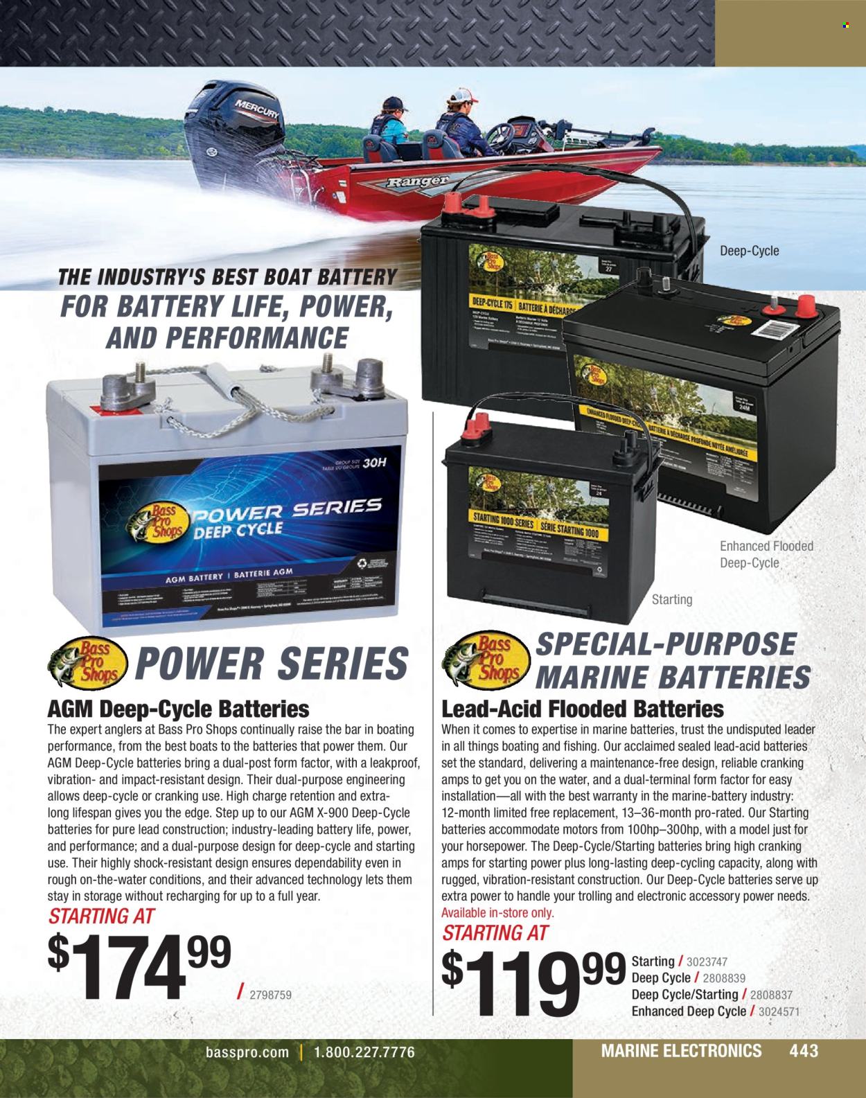 thumbnail - Bass Pro Shops Flyer - Sales products - boat, Bass Pro. Page 443.
