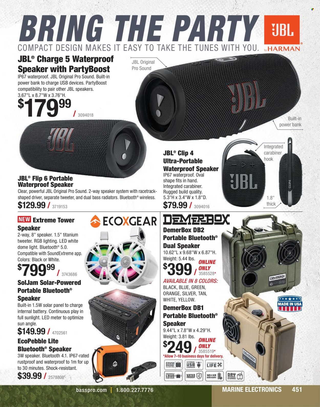 thumbnail - Bass Pro Shops Flyer - Sales products - speaker, JBL. Page 451.