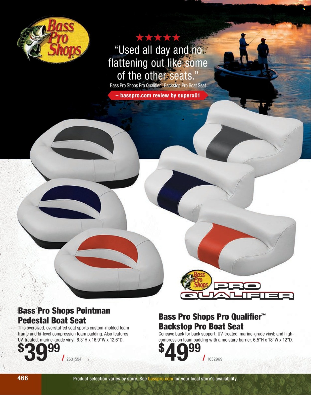 thumbnail - Bass Pro Shops Flyer - Sales products - boat seat, Bass Pro, pedestal. Page 466.