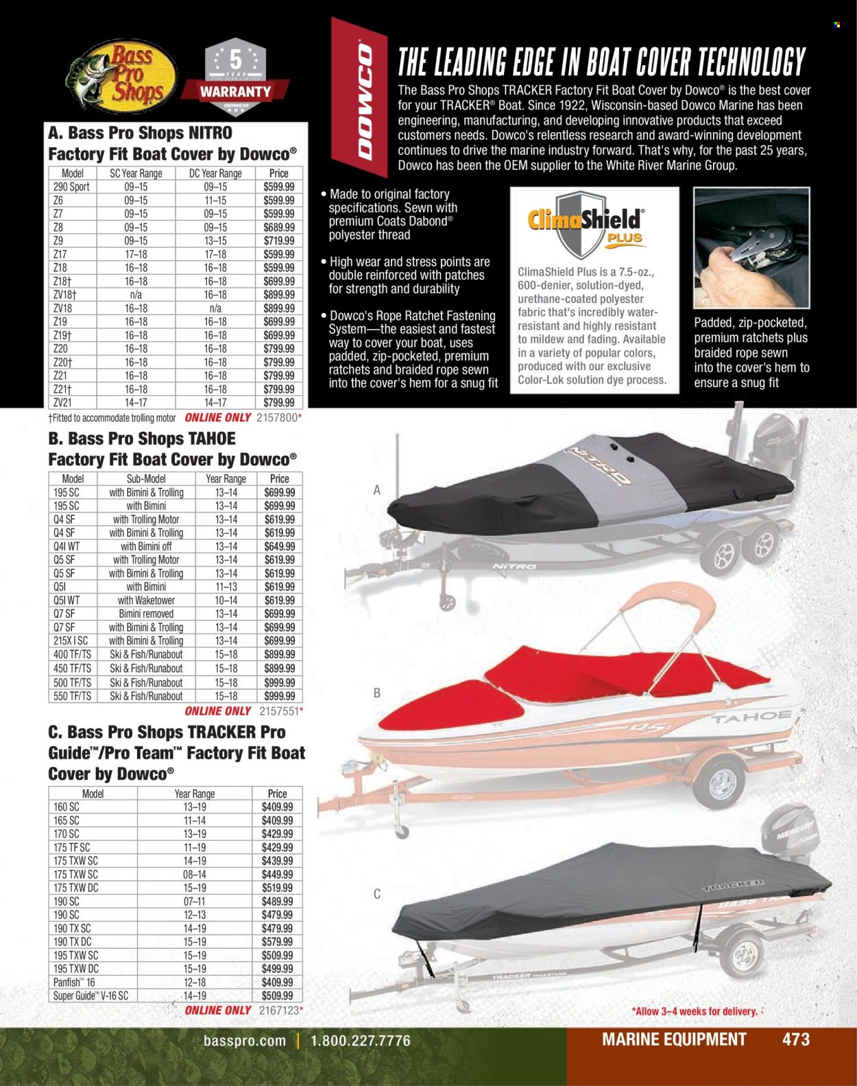 thumbnail - Bass Pro Shops Flyer - Sales products - Snug, boat cover, Bass Pro. Page 473.
