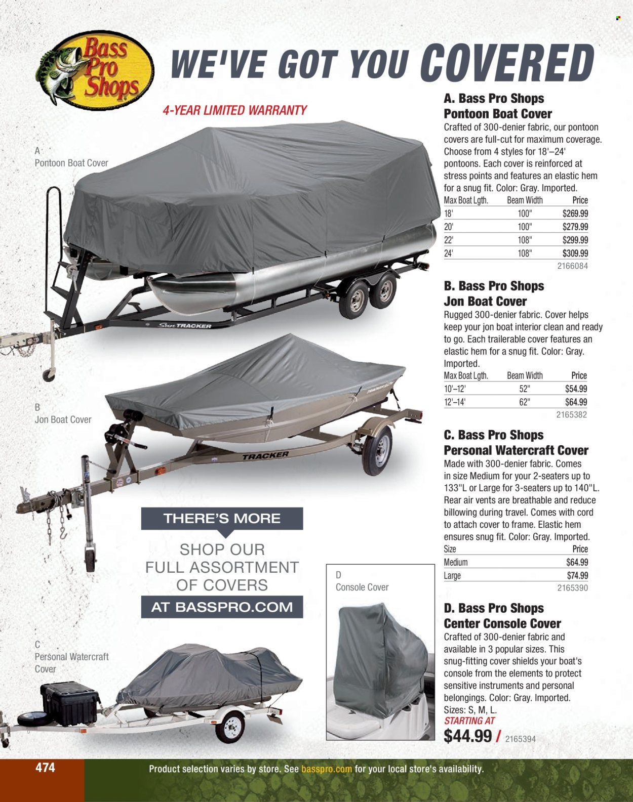 thumbnail - Bass Pro Shops Flyer - Sales products - Snug, boat cover, Bass Pro. Page 474.