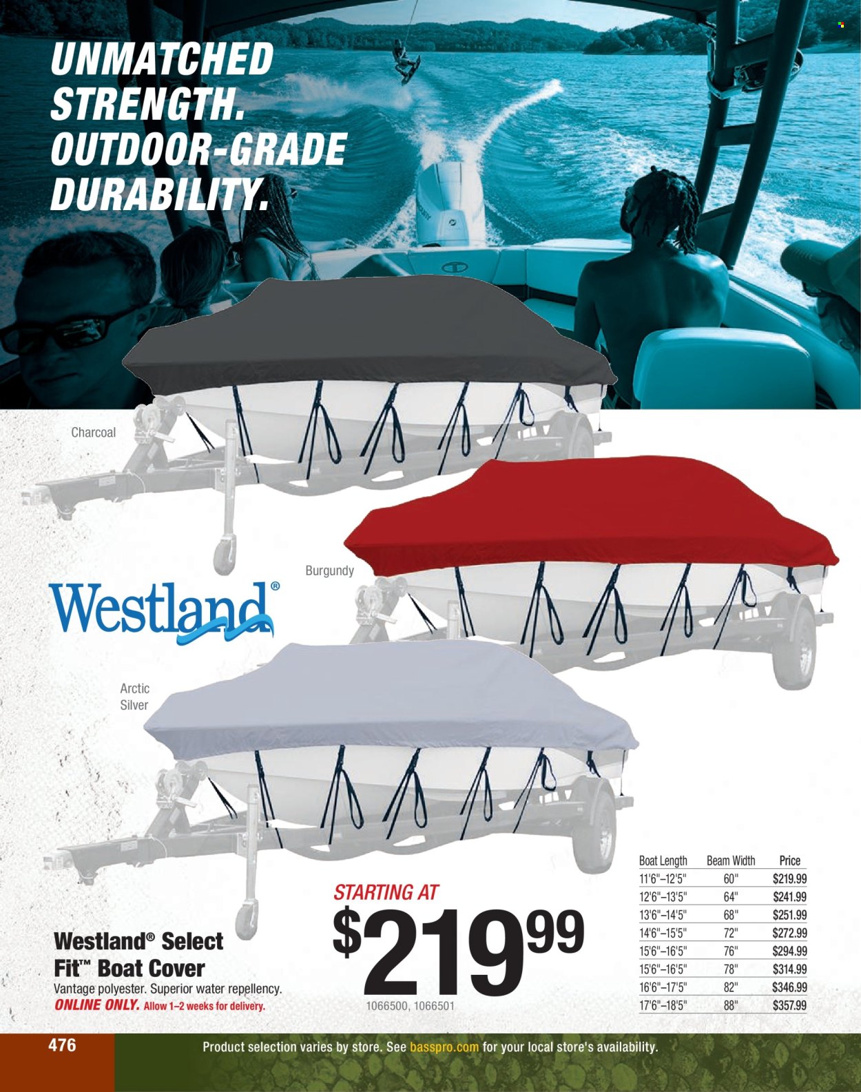 thumbnail - Bass Pro Shops Flyer - Sales products - boat cover, charcoal. Page 476.