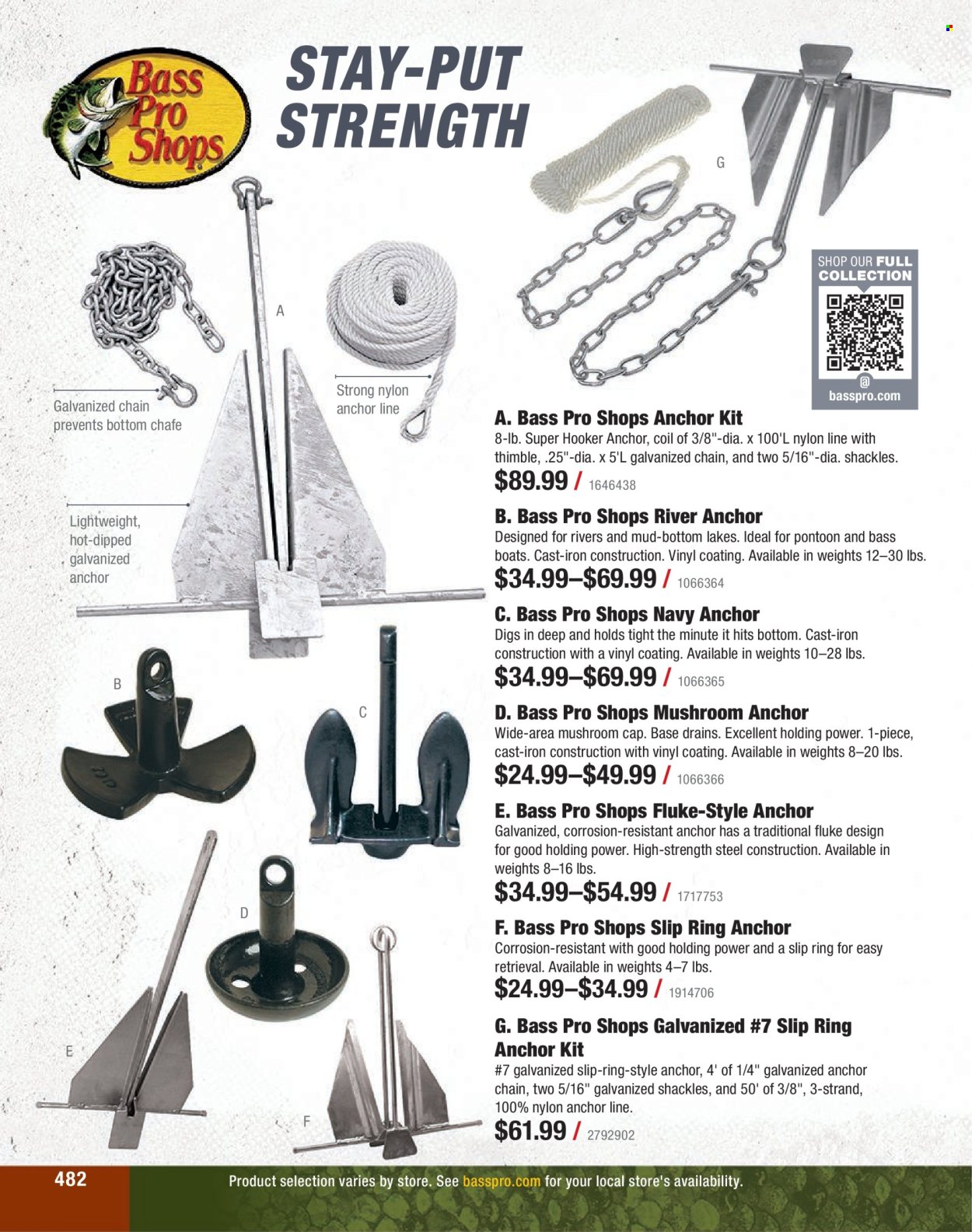thumbnail - Bass Pro Shops Flyer - Sales products - anchor chain, anchor kit, Bass Pro. Page 482.