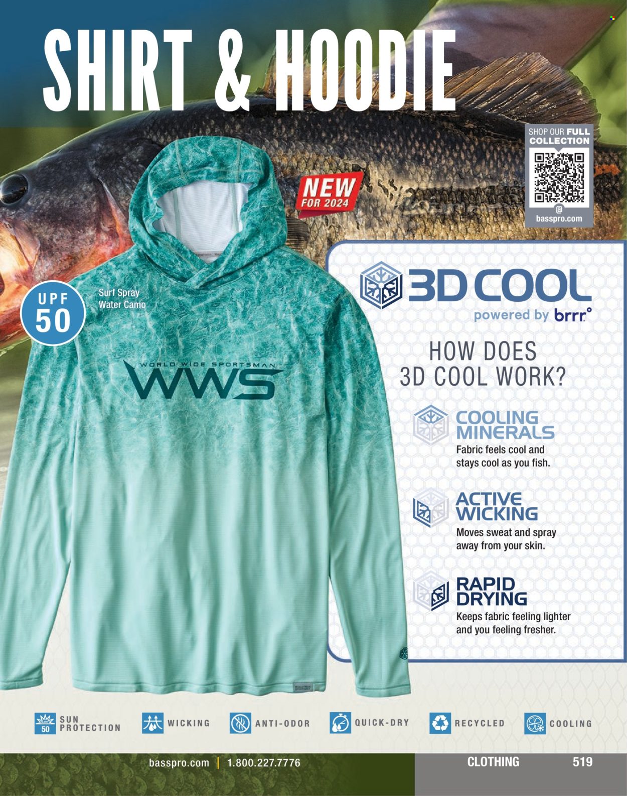 thumbnail - Bass Pro Shops Flyer - Sales products - shirt, hoodie. Page 519.
