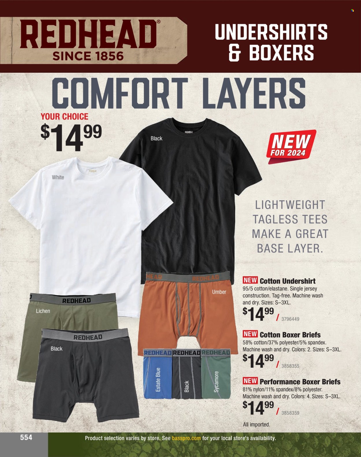 thumbnail - Bass Pro Shops Flyer - Sales products - t-shirt, jersey, briefs, boxer shorts, undershirt. Page 554.