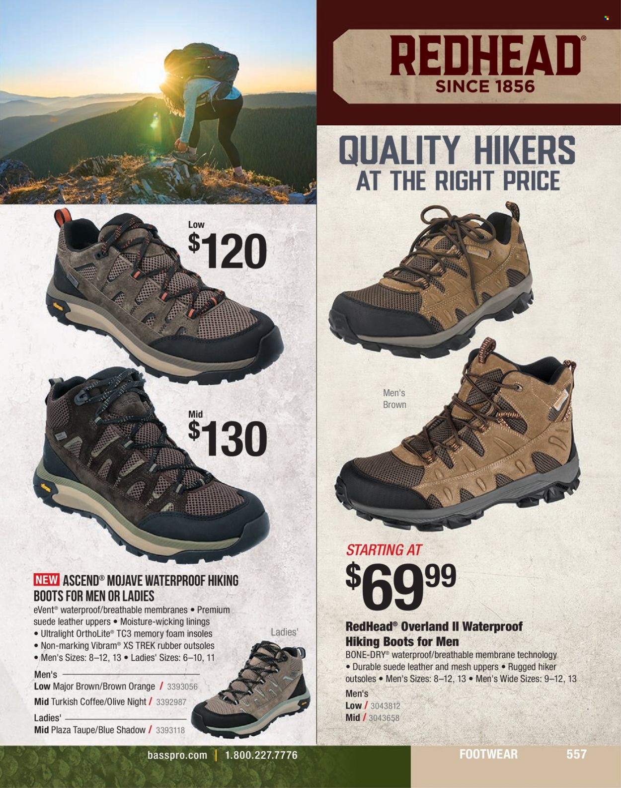 thumbnail - Bass Pro Shops Flyer - Sales products - coffee, boots, hiking shoes. Page 557.