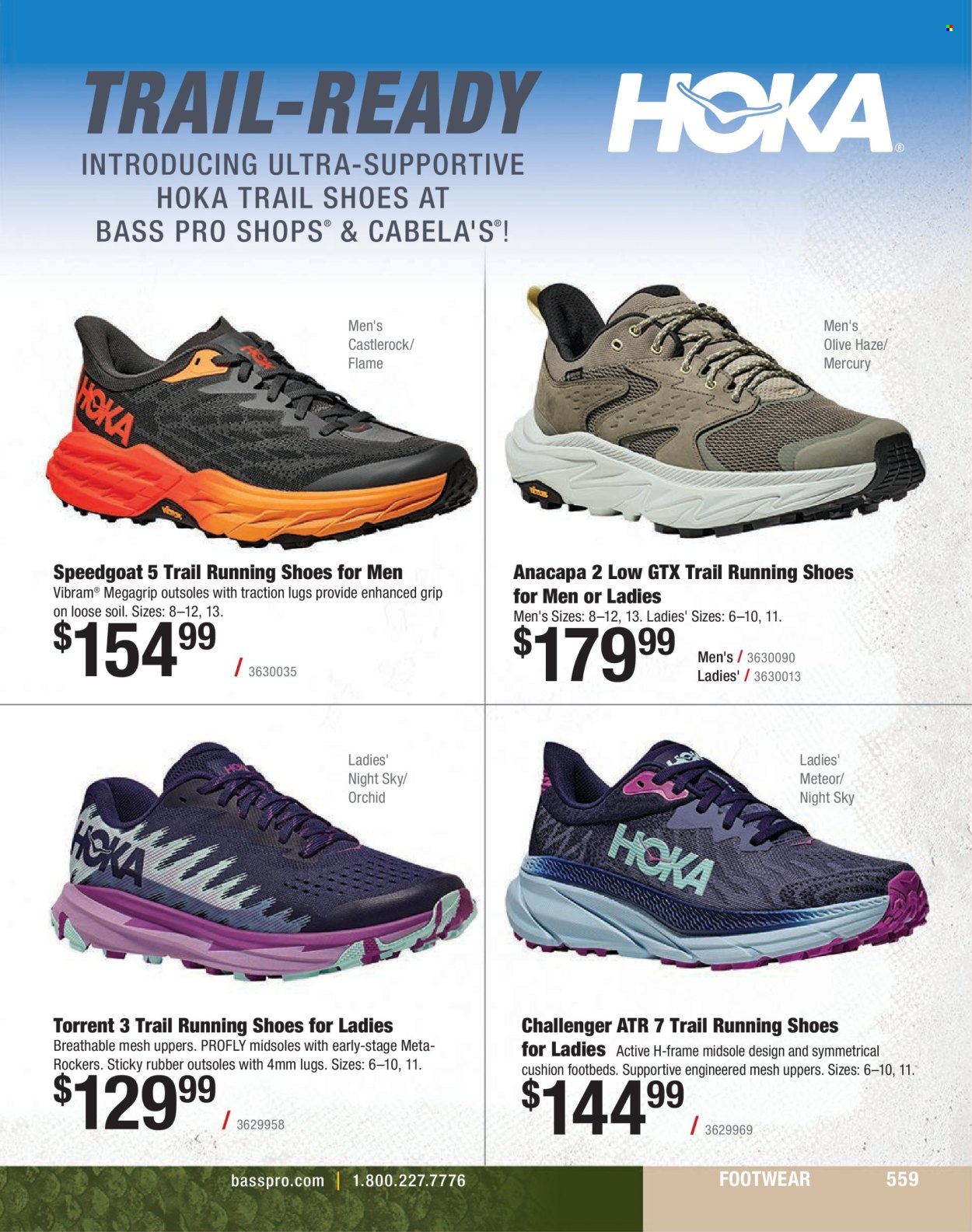 thumbnail - Bass Pro Shops Flyer - Sales products - cushion, running shoes, shoes, Bass Pro, houseplant, orchid. Page 559.