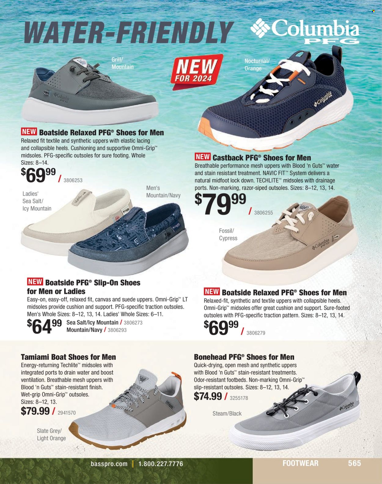thumbnail - Bass Pro Shops Flyer - Sales products - cushion, Fossil, shoes, slip-on shoes, heels, razor, grill. Page 565.