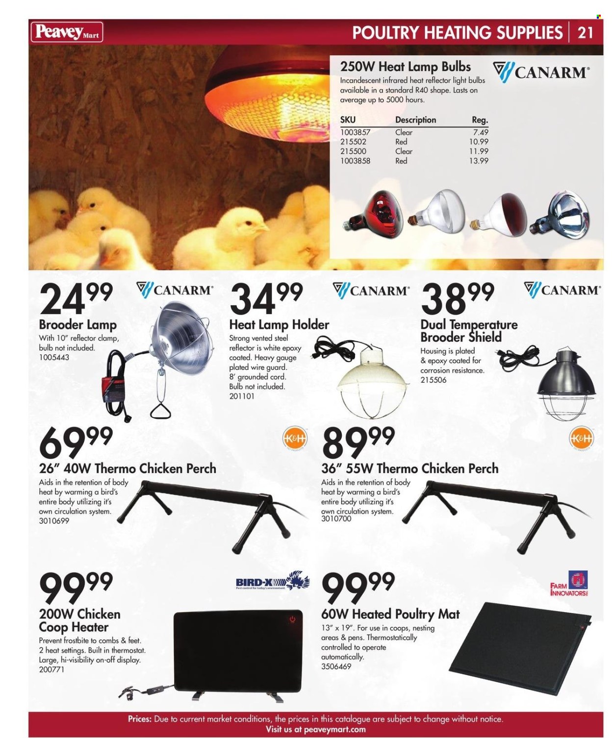 thumbnail - Peavey Mart Flyer - February 28, 2024 - April 30, 2024 - Sales products - pen, bulb, light bulb, chicken coop, lamp, lamp holder, heater, clamp, gauge. Page 22.