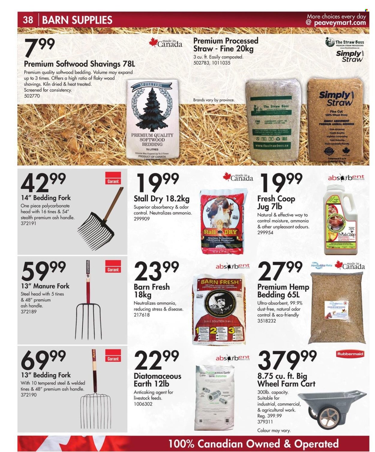 thumbnail - Peavey Mart Flyer - February 28, 2024 - April 30, 2024 - Sales products - fork, bedding, animal bedding, cart, manure. Page 39.