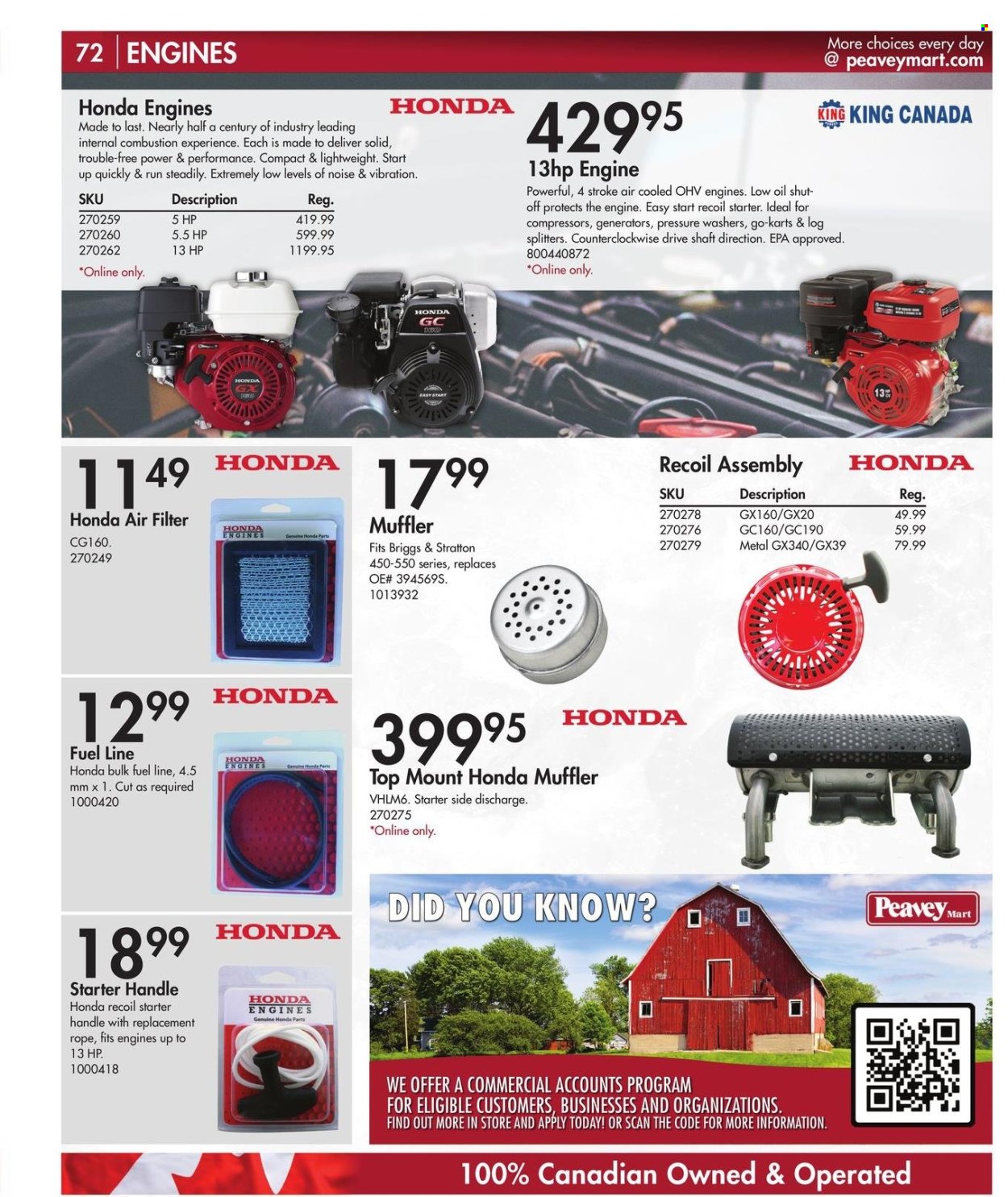 thumbnail - Peavey Mart Flyer - February 28, 2024 - April 30, 2024 - Sales products - air filter, rope, starter. Page 73.