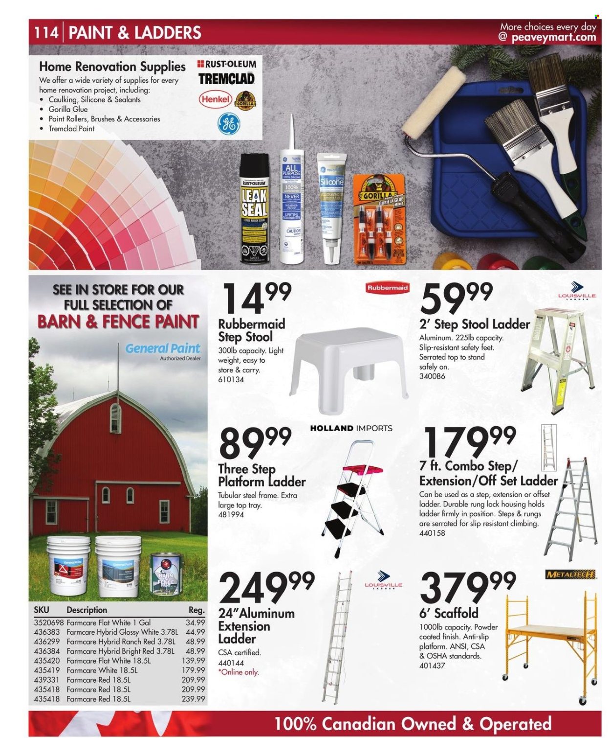 thumbnail - Peavey Mart Flyer - February 28, 2024 - April 30, 2024 - Sales products - tray, glue, ladder, step stool. Page 115.