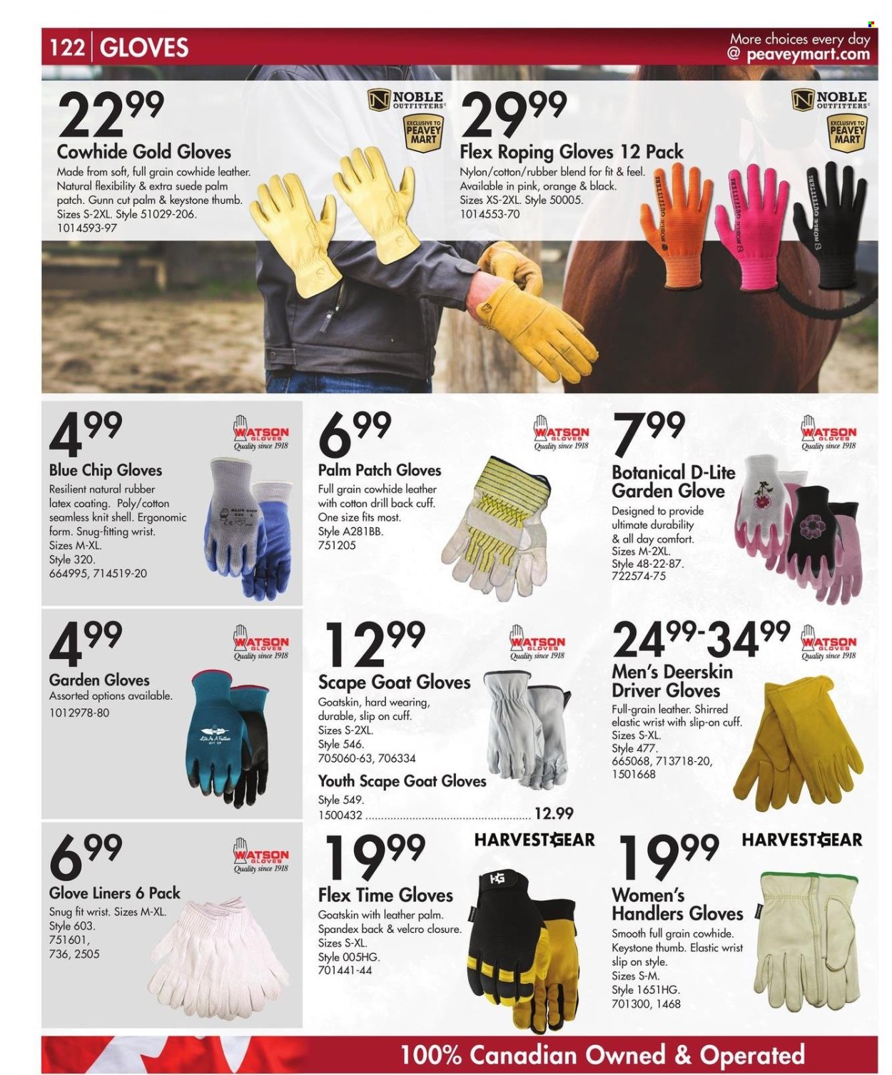 thumbnail - Peavey Mart Flyer - February 28, 2024 - April 30, 2024 - Sales products - gloves, eraser, Snug, slip-on shoes, palm, garden gloves, Shell. Page 123.