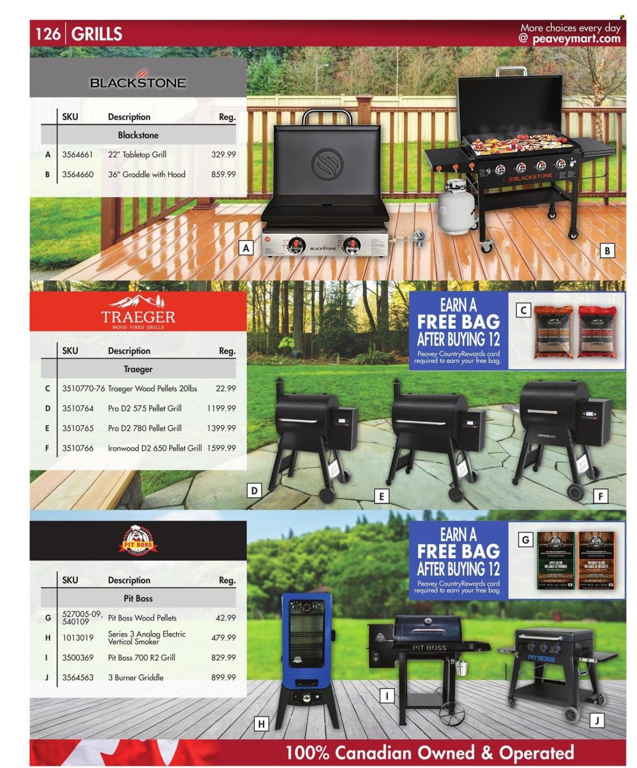thumbnail - Peavey Mart Flyer - February 28, 2024 - April 30, 2024 - Sales products - grill, smoker, pellet grill, grilling pellets, griddle. Page 127.
