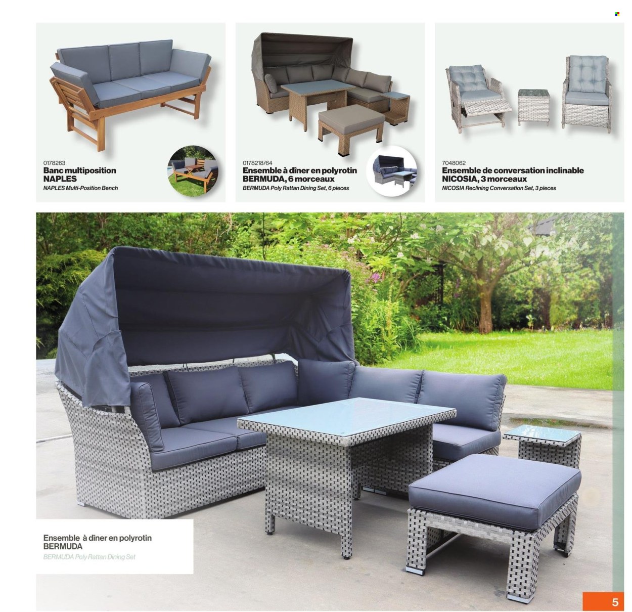 thumbnail - Patrick Morin Flyer - April 04, 2024 - July 31, 2024 - Sales products - dining set, bench. Page 5.