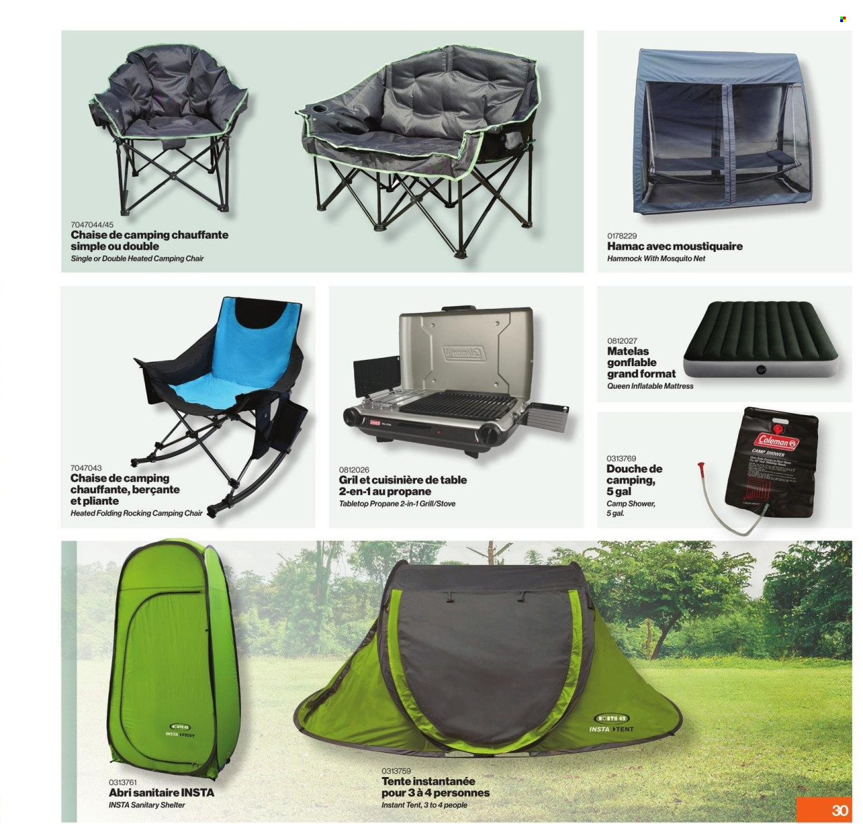 thumbnail - Patrick Morin Flyer - April 04, 2024 - July 31, 2024 - Sales products - inflatable mattress, table, chair, mattress, stove, hammock. Page 37.