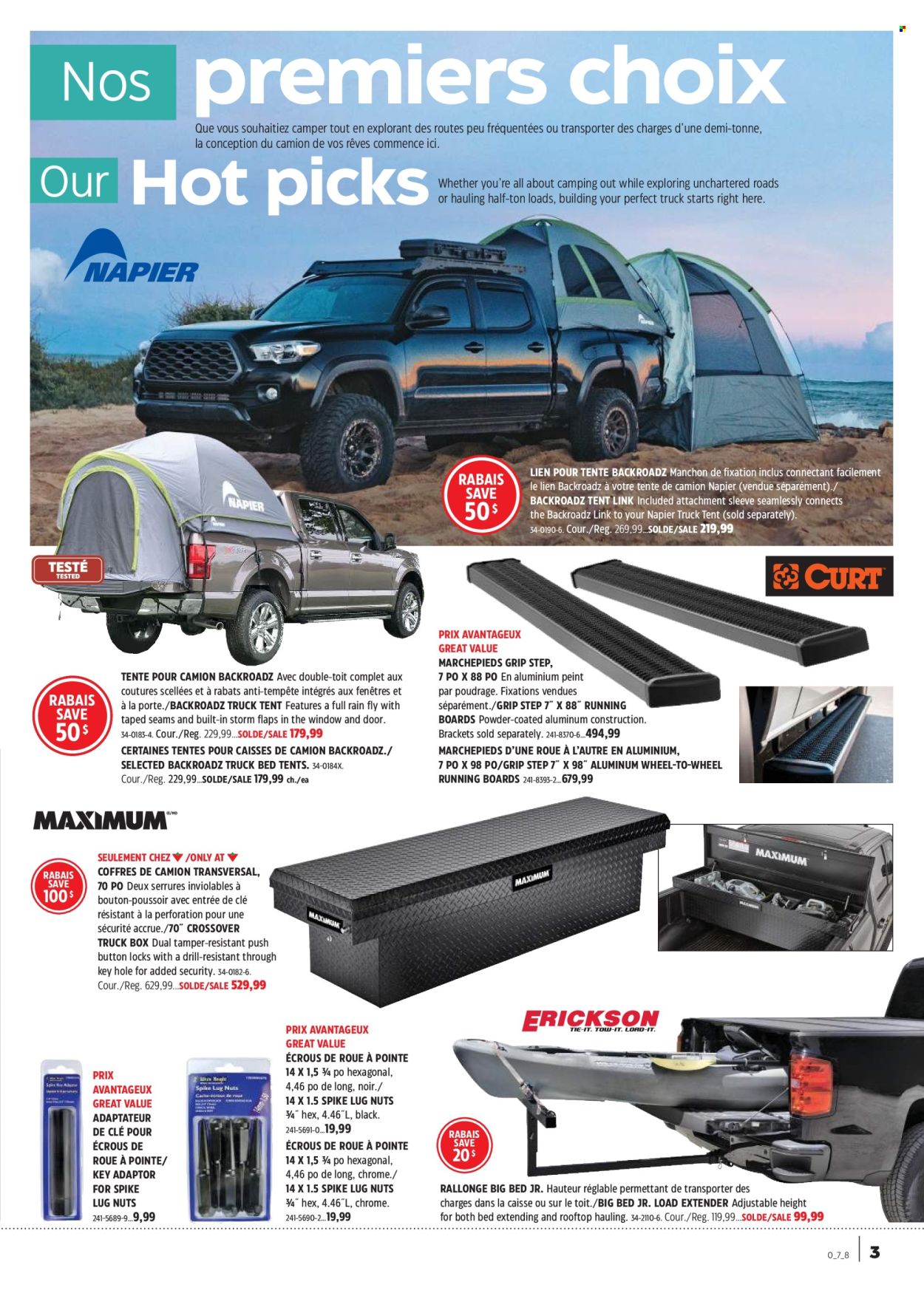 thumbnail - Canadian Tire Flyer - April 11, 2024 - May 01, 2024 - Sales products - adaptor, bed, tent, window, drill, truck box. Page 3.