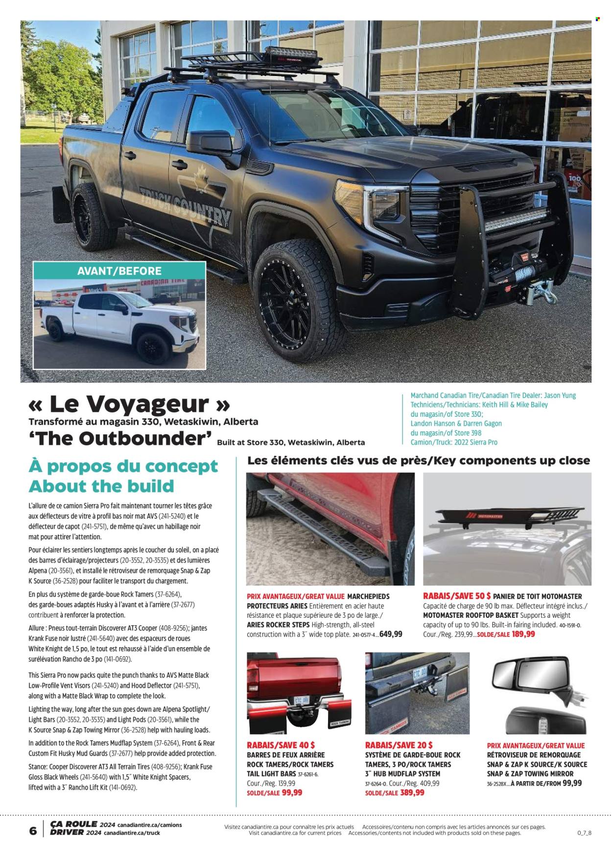 thumbnail - Canadian Tire Flyer - April 11, 2024 - May 01, 2024 - Sales products - basket, plate, spotlight, mirror, lighting, tires, Cooper. Page 6.