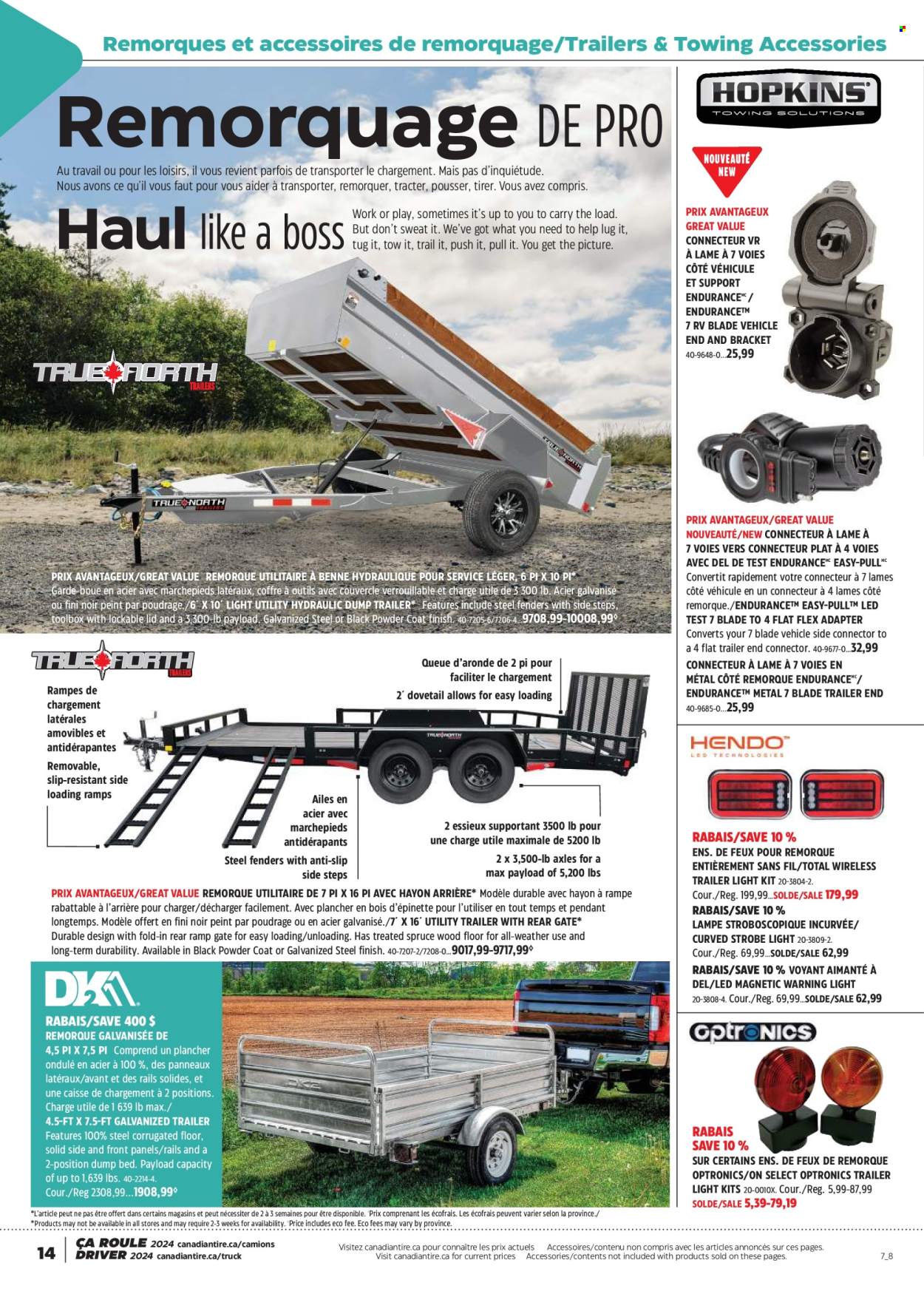 thumbnail - Canadian Tire Flyer - April 11, 2024 - May 01, 2024 - Sales products - lid, adapter, bed, vehicle, trailer, tool box, car ramps. Page 14.