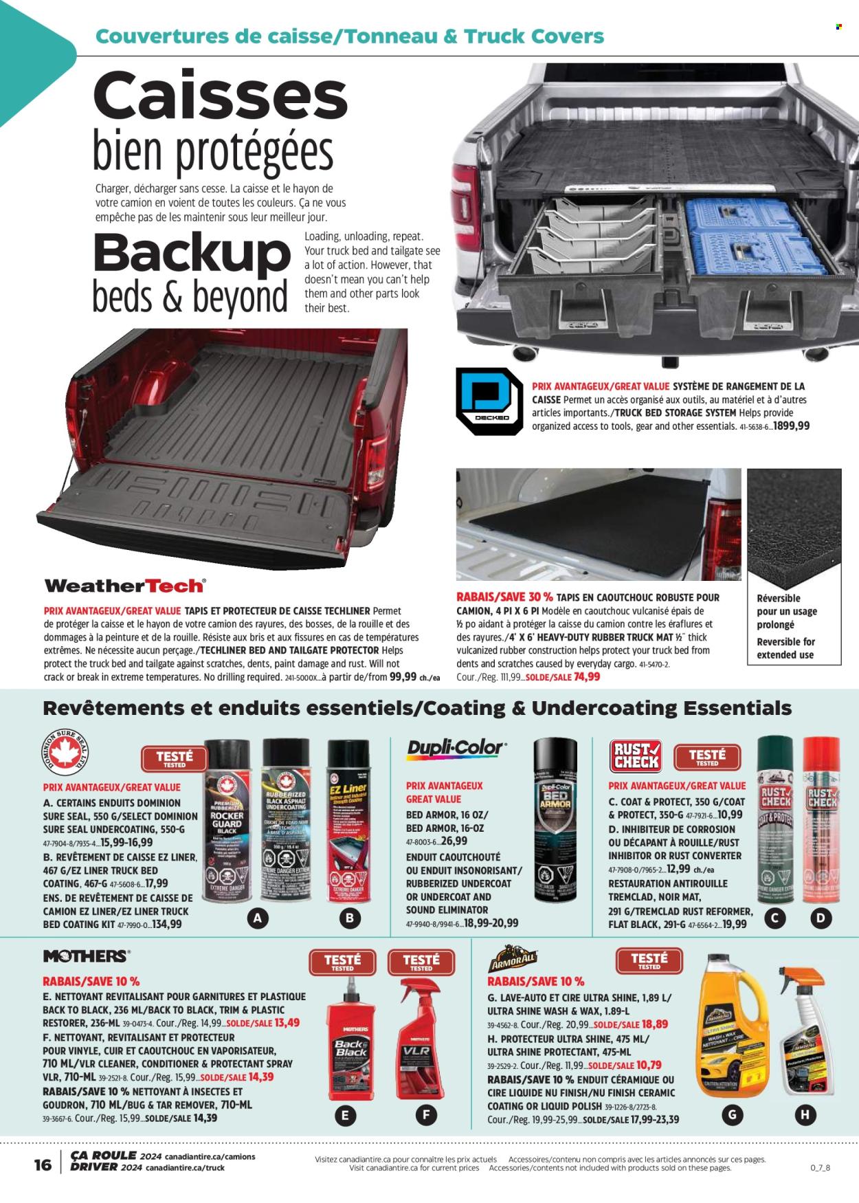 thumbnail - Canadian Tire Flyer - April 11, 2024 - May 01, 2024 - Sales products - cleaner, eraser, bed, coat, polish. Page 16.