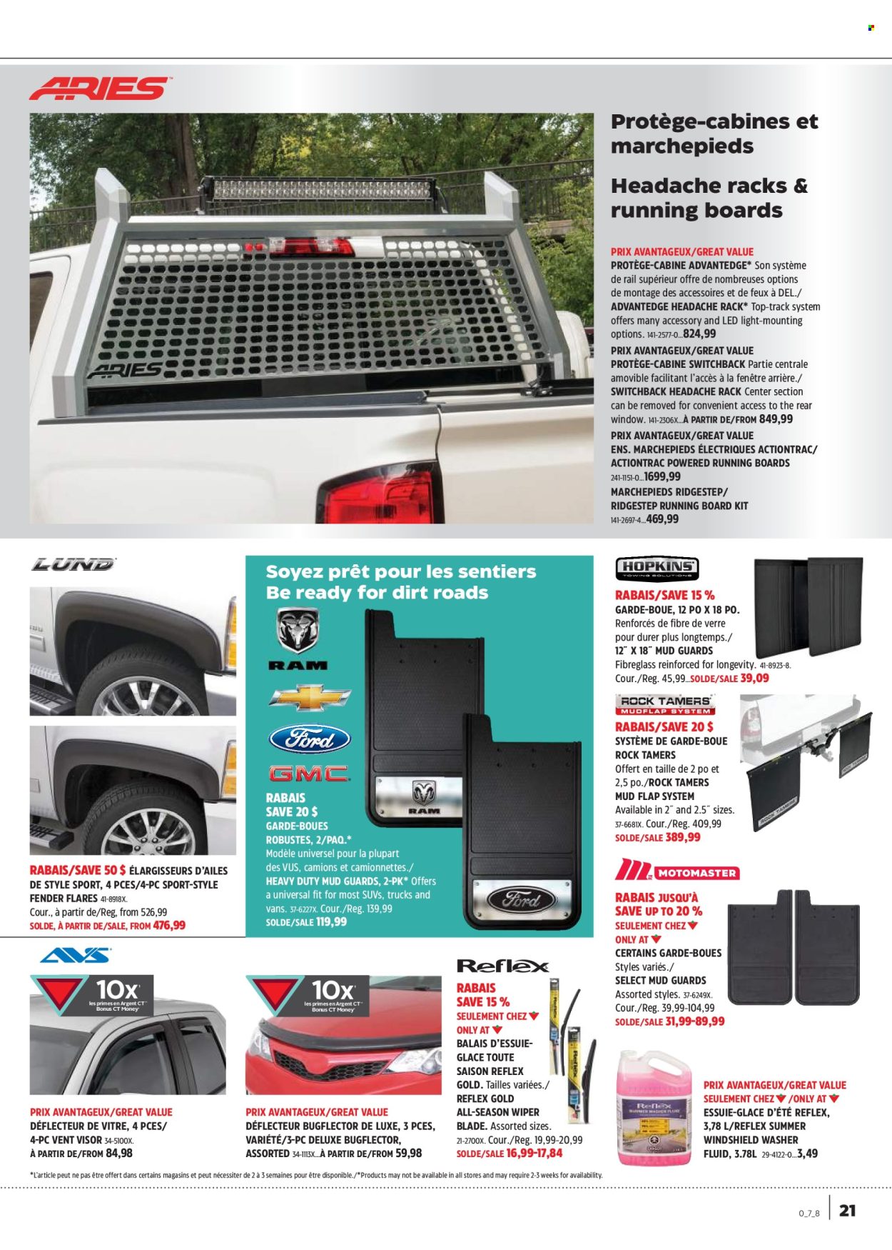 thumbnail - Canadian Tire Flyer - April 11, 2024 - May 01, 2024 - Sales products - Vans, LED light, window, wiper blades, mud flaps, washer fluid, windshield washer fluid. Page 21.