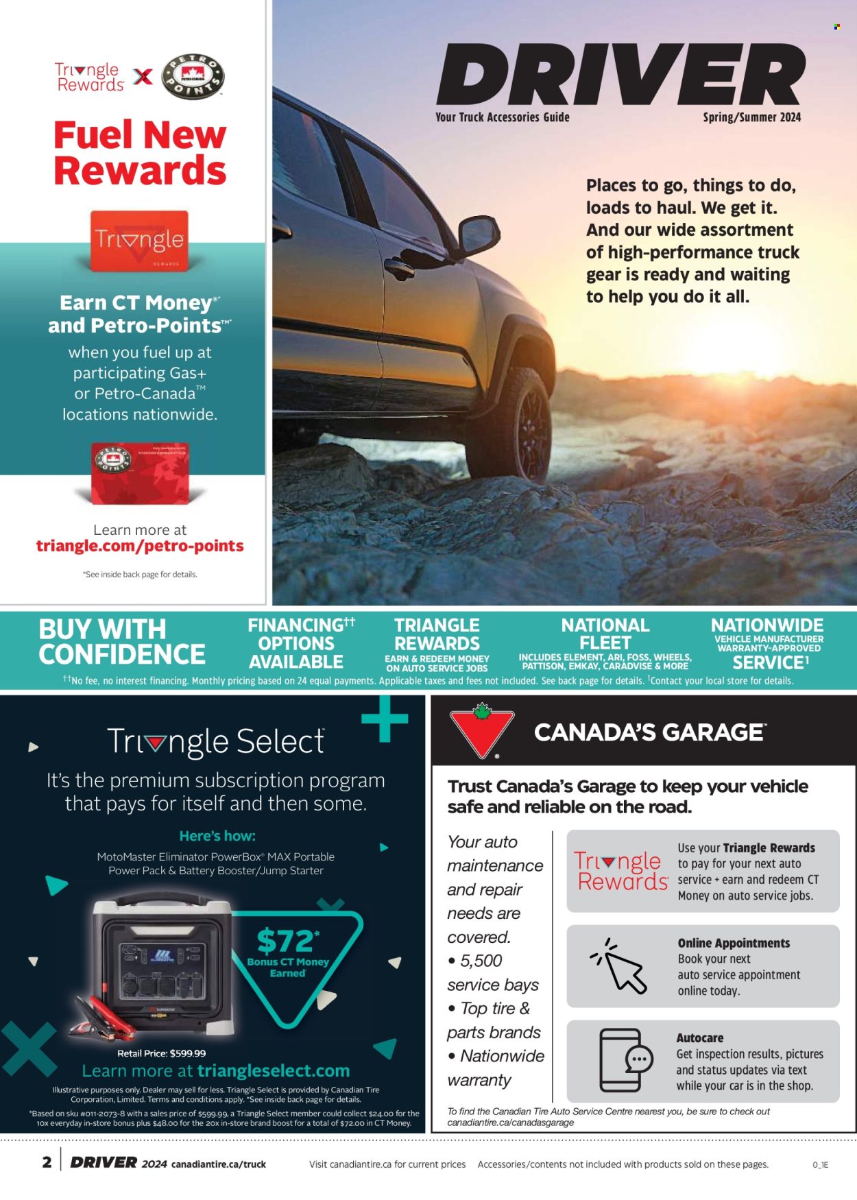 thumbnail - Canadian Tire Flyer - April 12, 2024 - June 02, 2024 - Sales products - Trust, safe, appointment book, book, starter. Page 2.