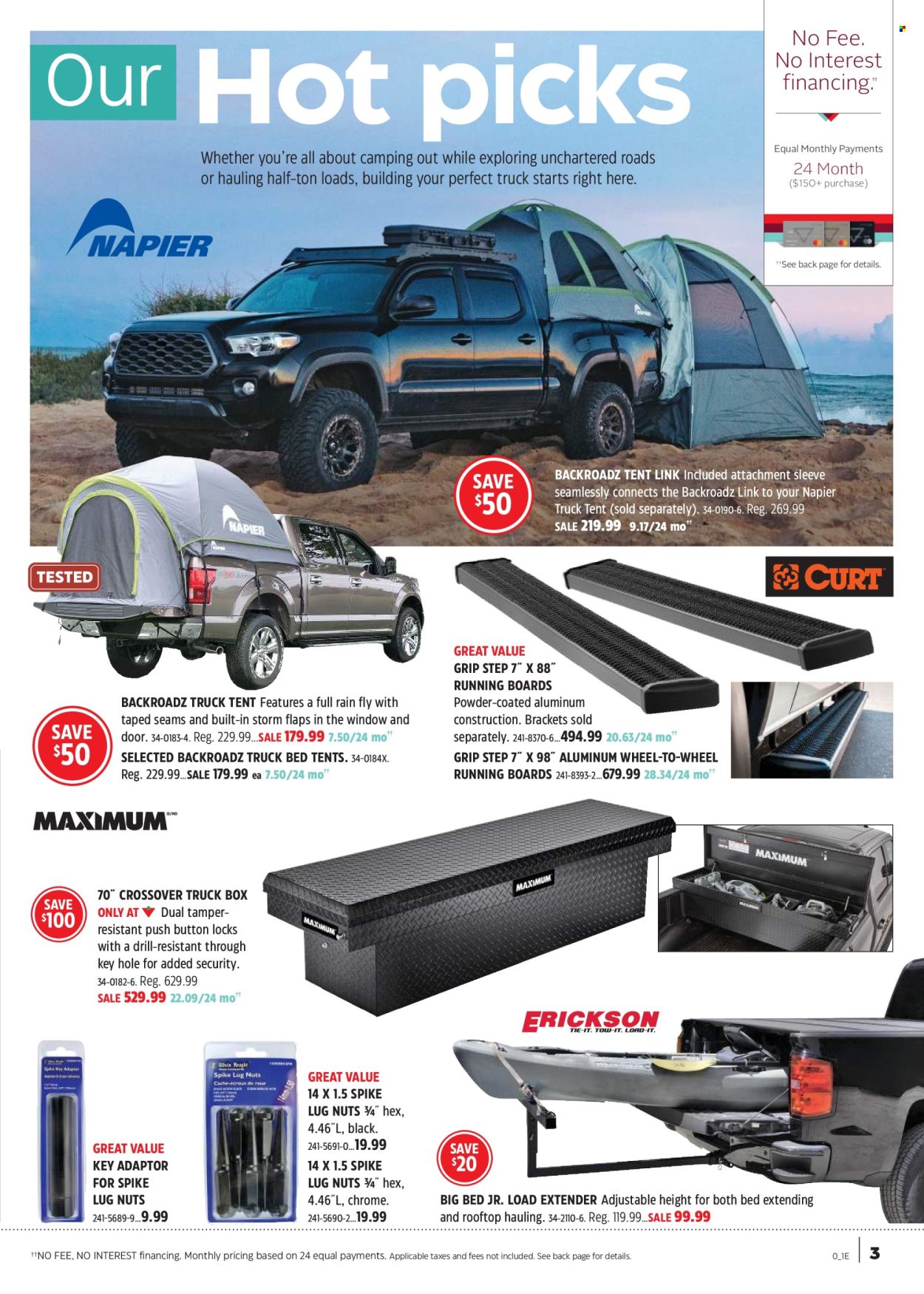 thumbnail - Canadian Tire Flyer - April 12, 2024 - June 02, 2024 - Sales products - adaptor, bed, tent, window, drill, truck box. Page 3.
