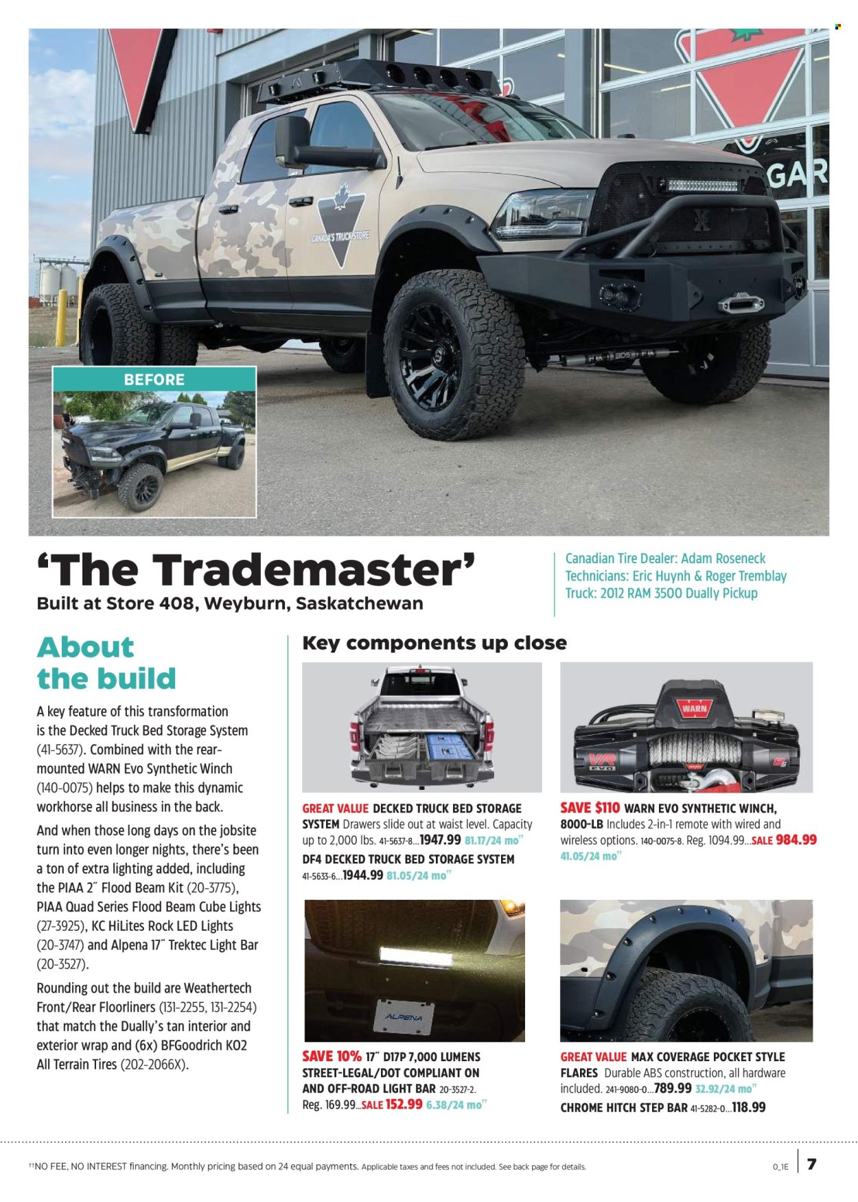 thumbnail - Canadian Tire Flyer - April 12, 2024 - June 02, 2024 - Sales products - bed, LED light, lighting, BF Goodrich, hitch step, tires. Page 7.
