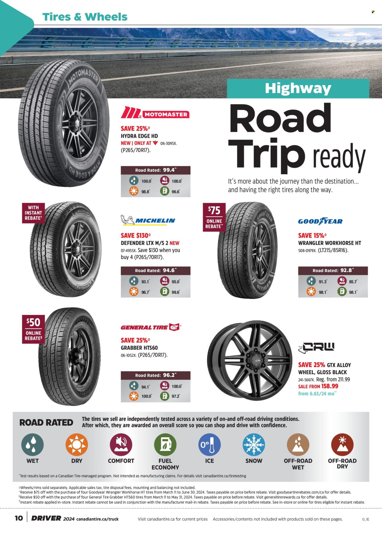 thumbnail - Canadian Tire Flyer - April 12, 2024 - June 02, 2024 - Sales products - Goodyear. Page 10.