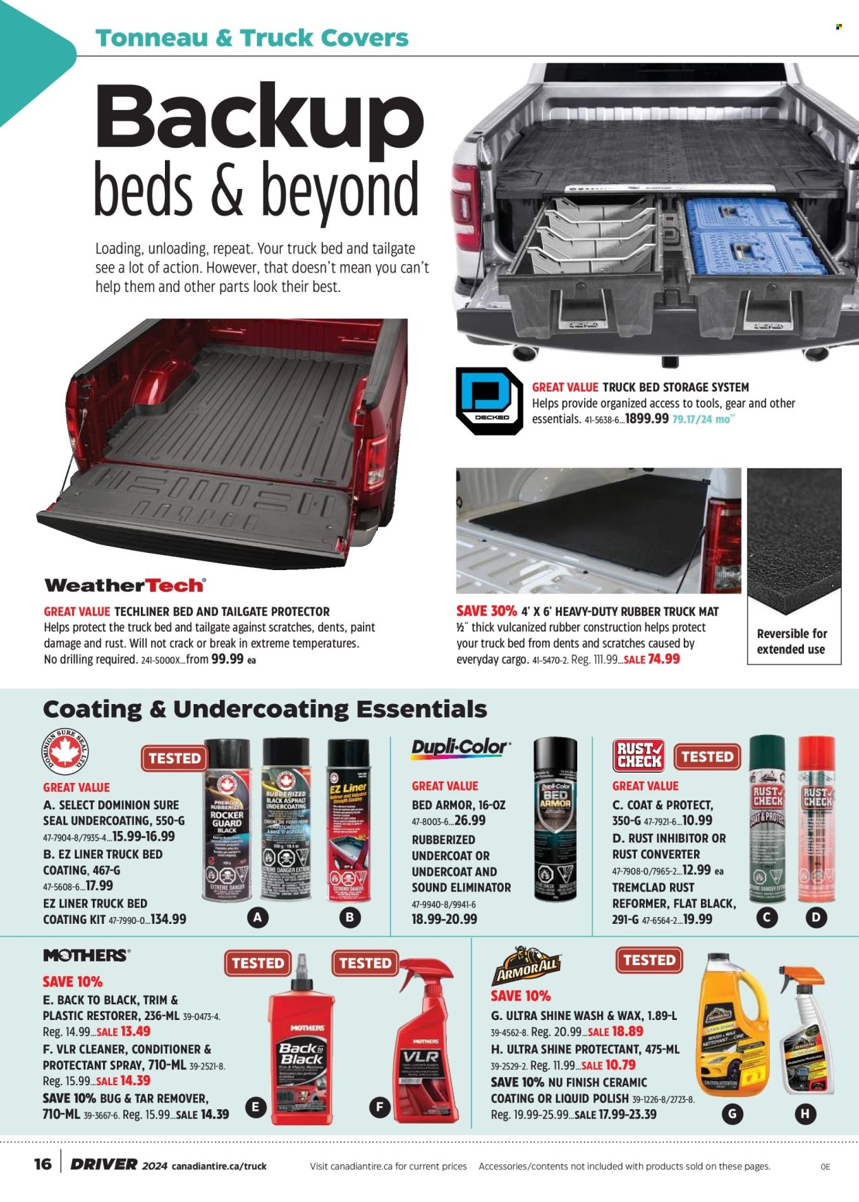 thumbnail - Canadian Tire Flyer - April 12, 2024 - June 02, 2024 - Sales products - cleaner, eraser, bed, coat, polish. Page 16.