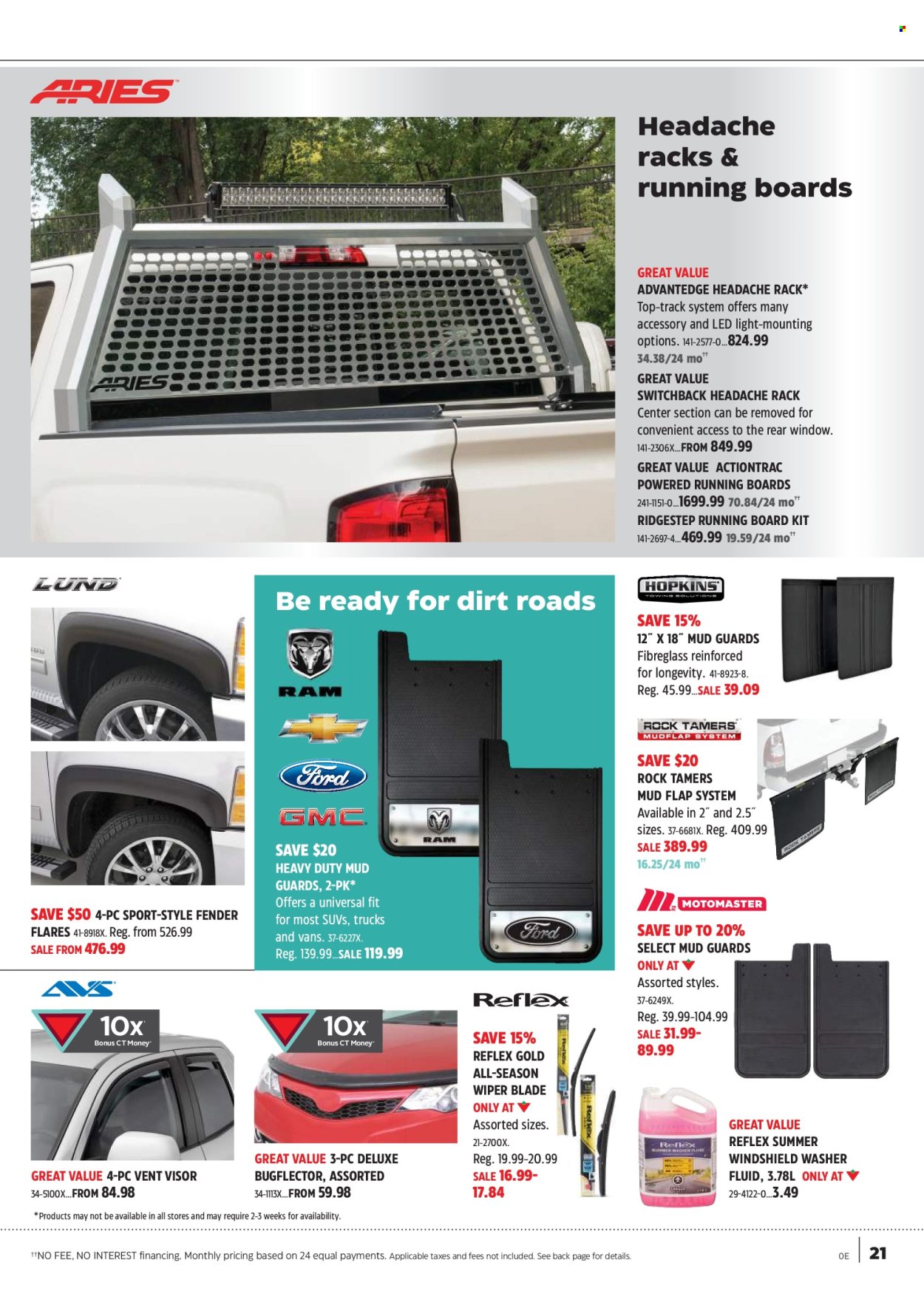 thumbnail - Canadian Tire Flyer - April 12, 2024 - June 02, 2024 - Sales products - Vans, LED light, window, wiper blades, mud flaps, washer fluid, windshield washer fluid. Page 21.