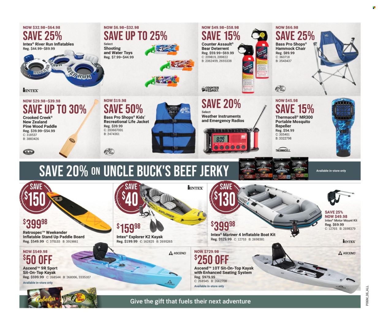thumbnail - Bass Pro Shops Flyer - April 11, 2024 - May 01, 2024 - Sales products - boat, life jacket, kayak, paddleboard, inflatable boat, Bass Pro, chair, Intex, hammock. Page 7.