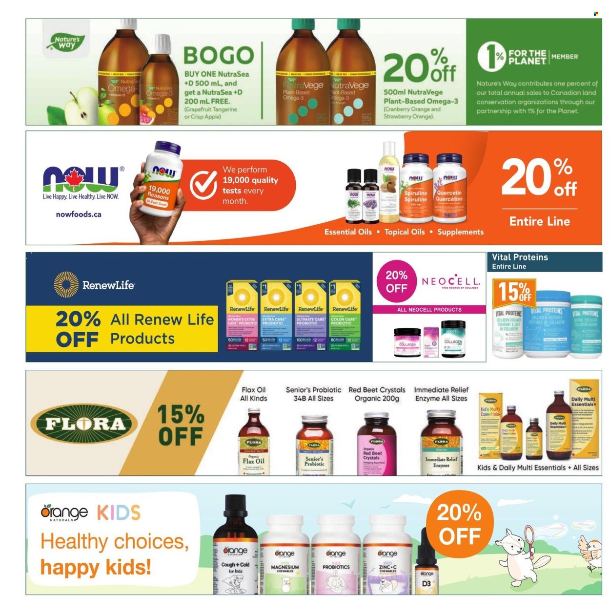 thumbnail - Healthy Planet Flyer - April 11, 2024 - May 08, 2024 - Sales products - mandarines, magnesium, probiotics, Omega-3, zinc, spirulina, Vital Proteins, vitamin D3, dietary supplement, collagen powder. Page 6.