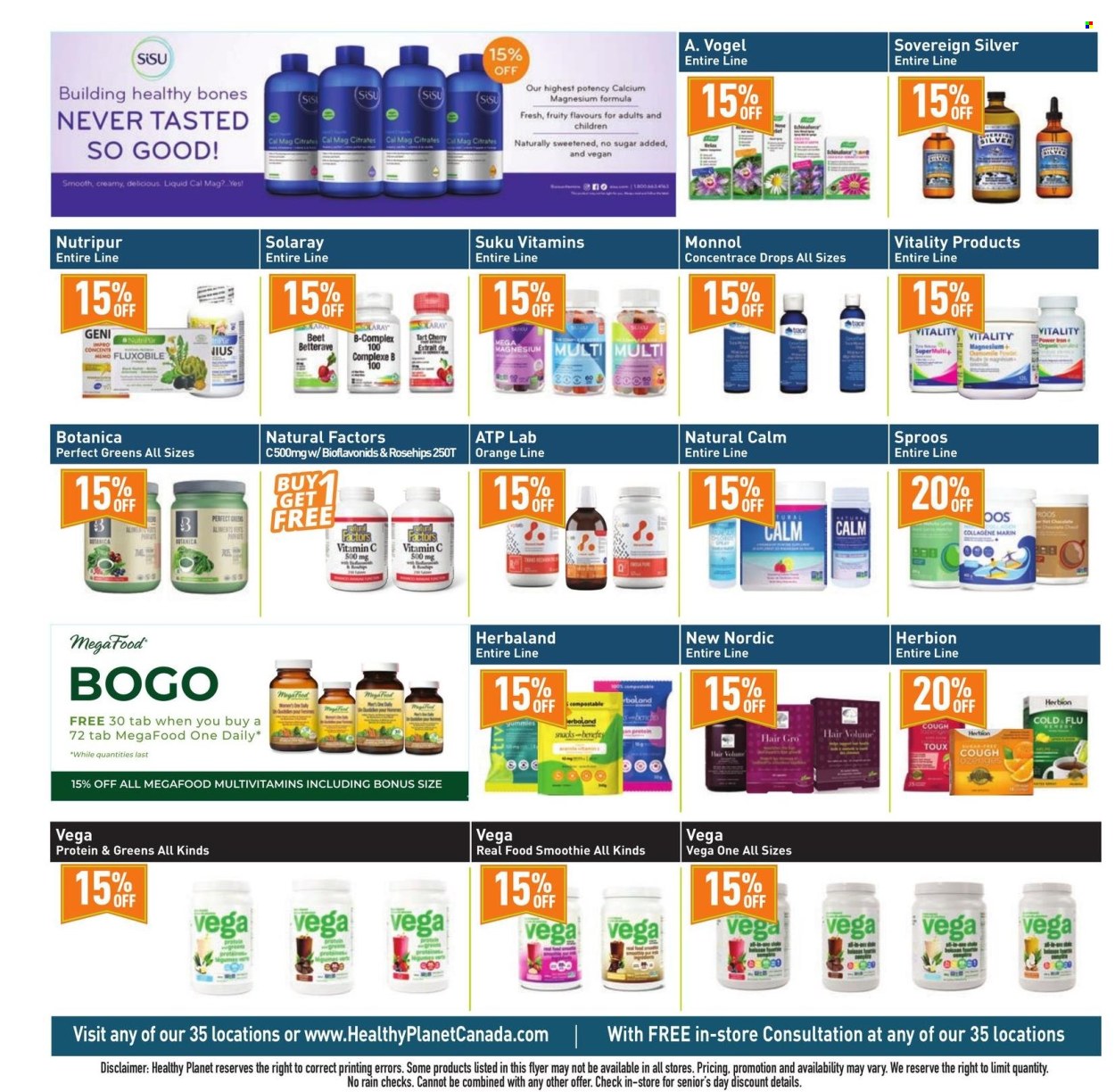 thumbnail - Healthy Planet Flyer - April 11, 2024 - May 08, 2024 - Sales products - snack, smoothie, calcium, Cold & Flu, magnesium, multivitamin, vitamin c, one daily, dietary supplement, vitamins. Page 17.