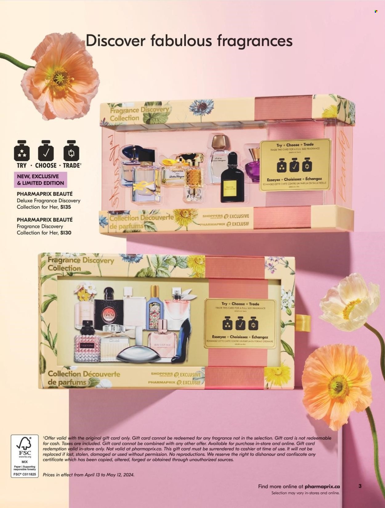 thumbnail - Pharmaprix Flyer - April 13, 2024 - May 12, 2024 - Sales products - eau de parfum, fragrance, paper. Page 3.