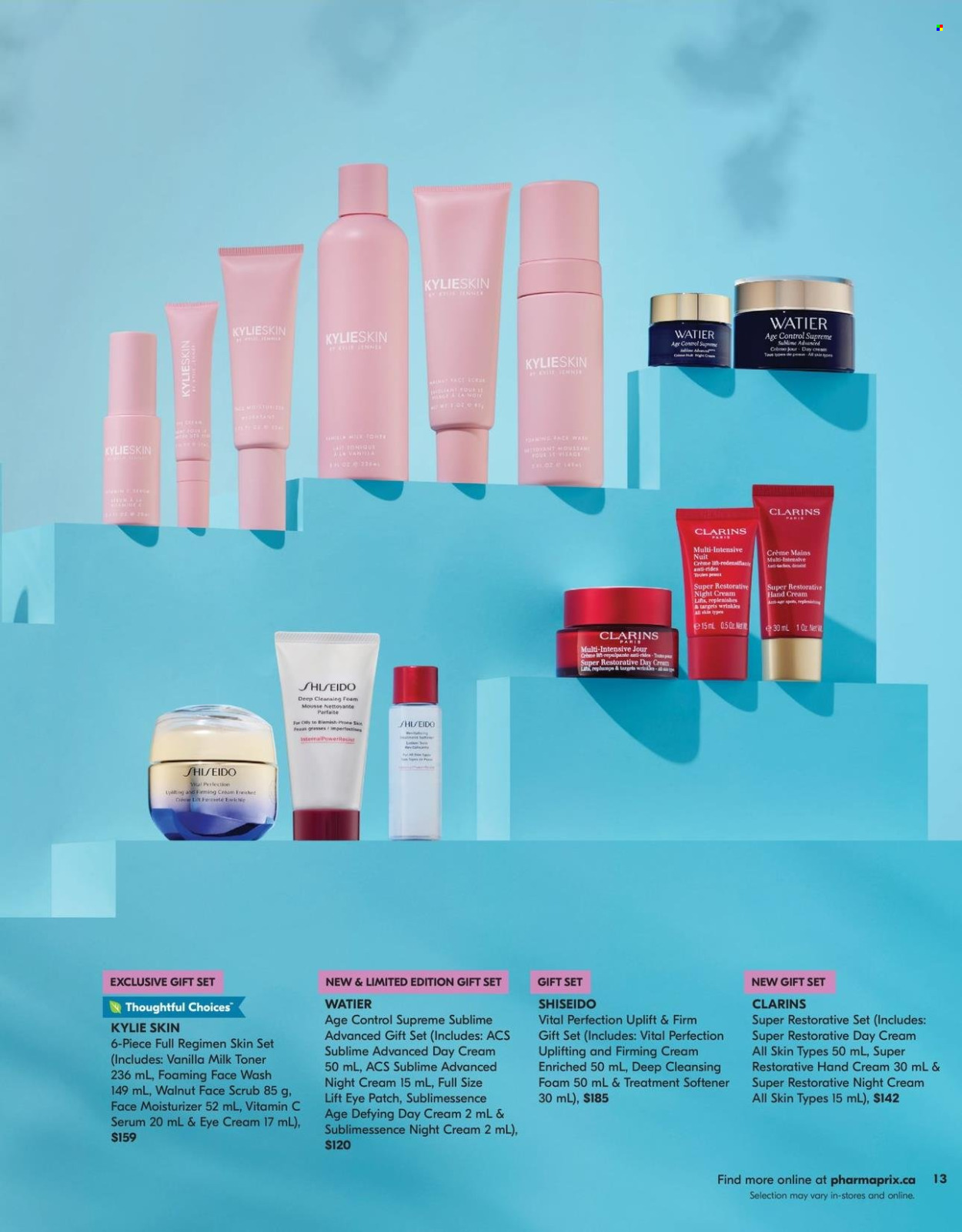 thumbnail - Pharmaprix Flyer - April 13, 2024 - May 12, 2024 - Sales products - mousse, milk, gift set, fabric softener, face gel, cleansing foam, cleansing scrub, day cream, moisturizer, serum, toner, night cream, eye cream, Shiseido, face wash, hand cream, tote. Page 13.