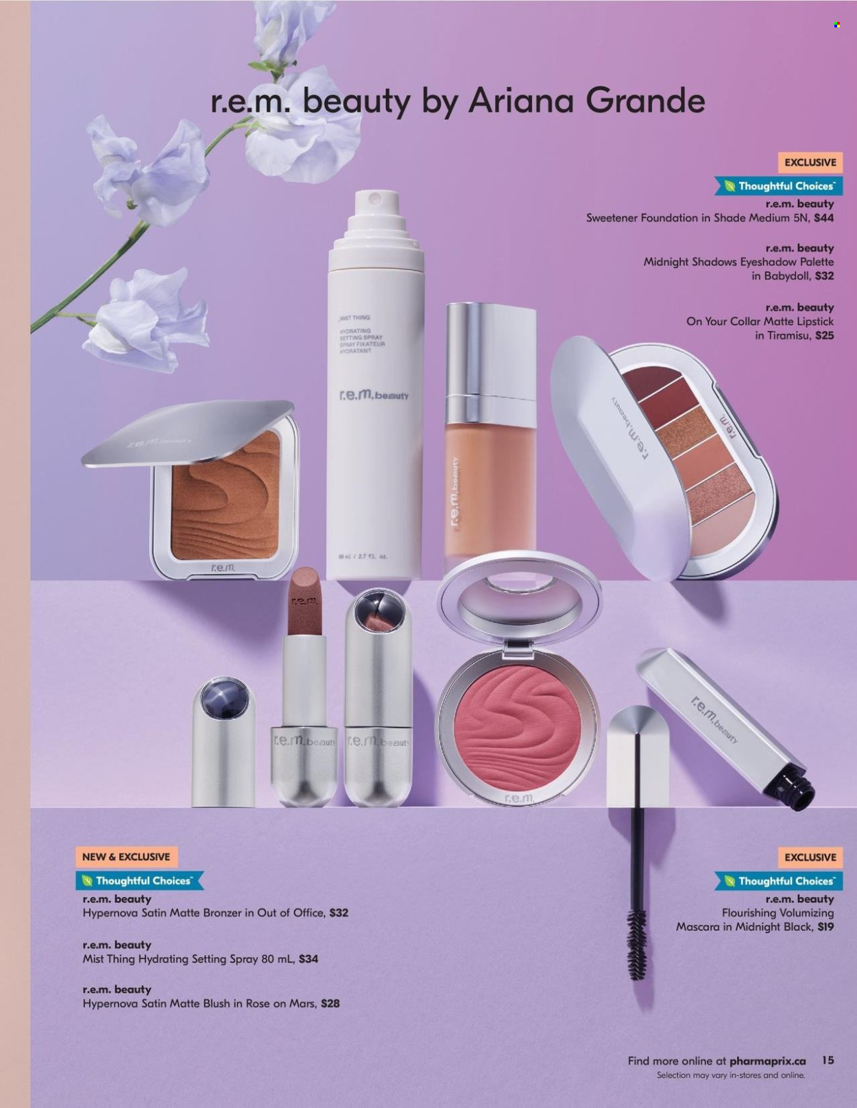 thumbnail - Pharmaprix Flyer - April 13, 2024 - May 12, 2024 - Sales products - tiramisu, Mars, eye palette, eyeshadow, lipstick, makeup, mascara, bronzing powder, setting spray, rose. Page 15.