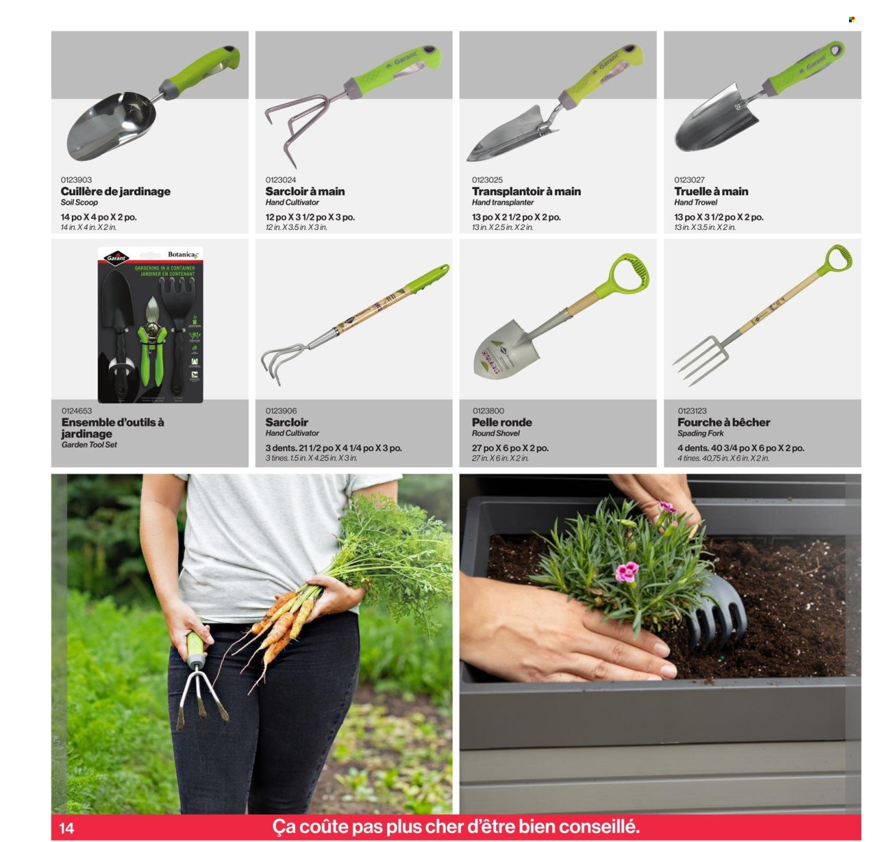 thumbnail - Patrick Morin Flyer - Sales products - fork, shovel, tool set, gardening tools. Page 15.