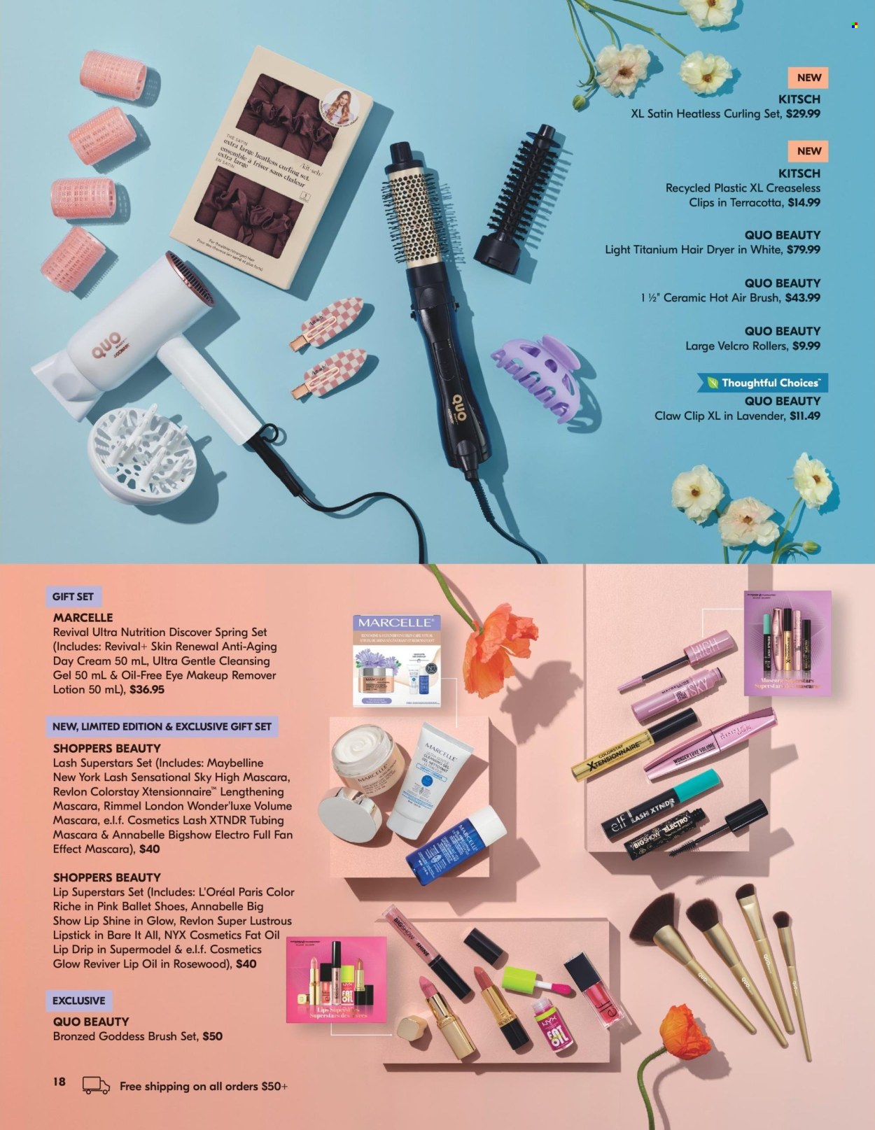 thumbnail - Shoppers Drug Mart Flyer - April 13, 2024 - May 12, 2024 - Sales products - brush set, gift set, hair dryer. Page 18.