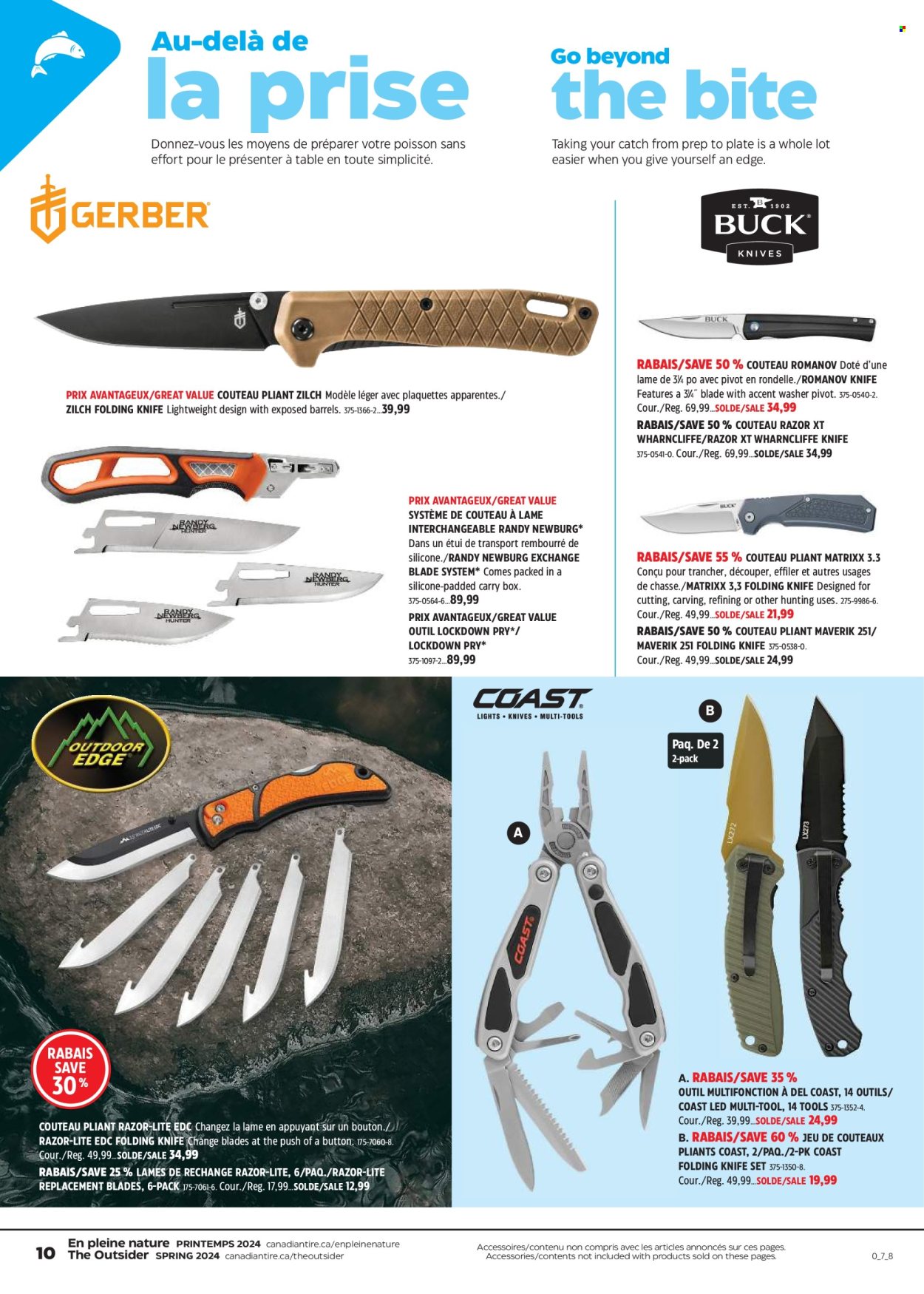 thumbnail - Canadian Tire Flyer - April 18, 2024 - May 08, 2024 - Sales products - presenter, washing machine, table, razor, folding knife, multi-tool. Page 10.