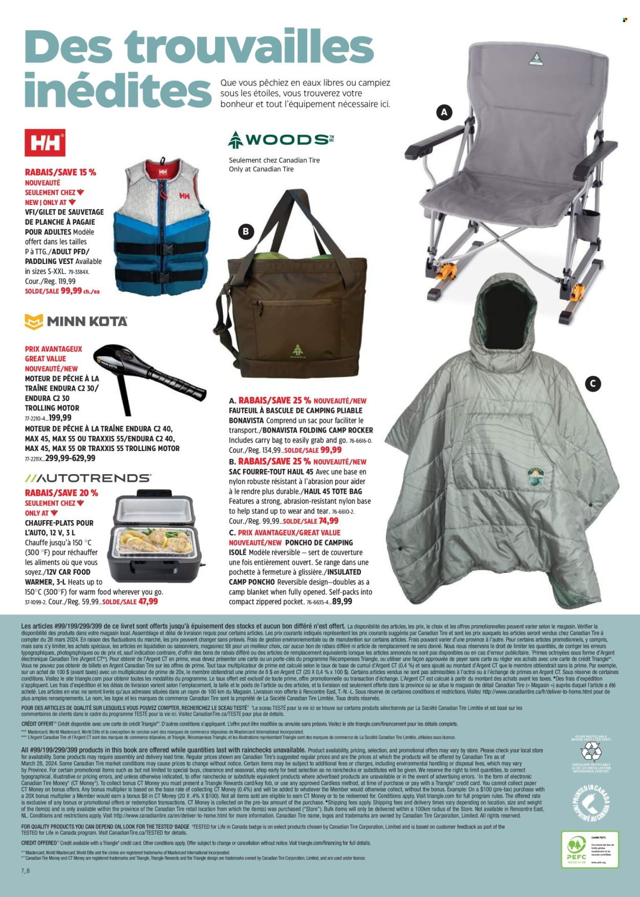 thumbnail - Canadian Tire Flyer - April 18, 2024 - May 08, 2024 - Sales products - presenter, paper, book, blanket, food warmer, tote, poncho, tote bag, life jacket, vest. Page 36.